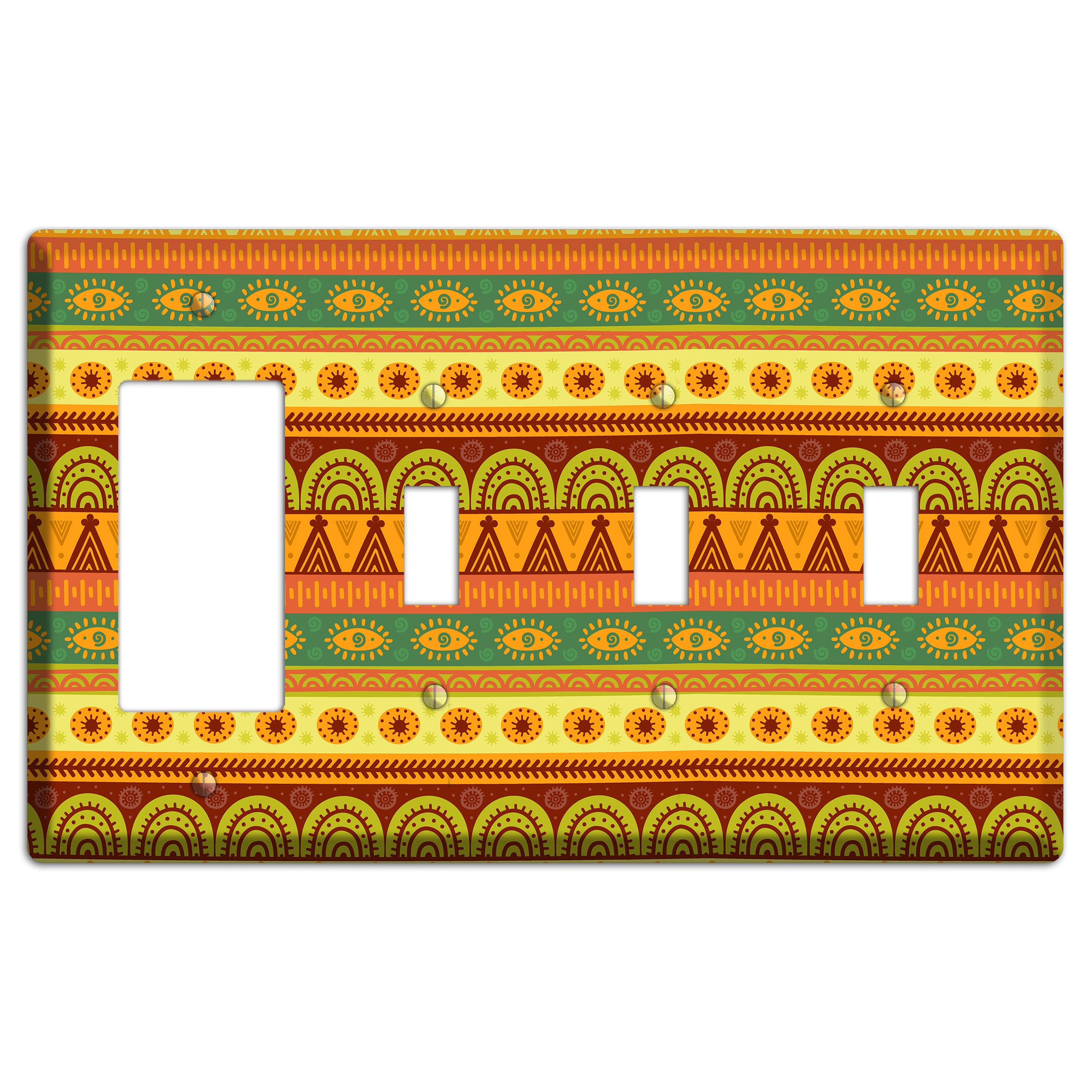 Ethnic Harmony Rocker / 3 Toggle Wallplate