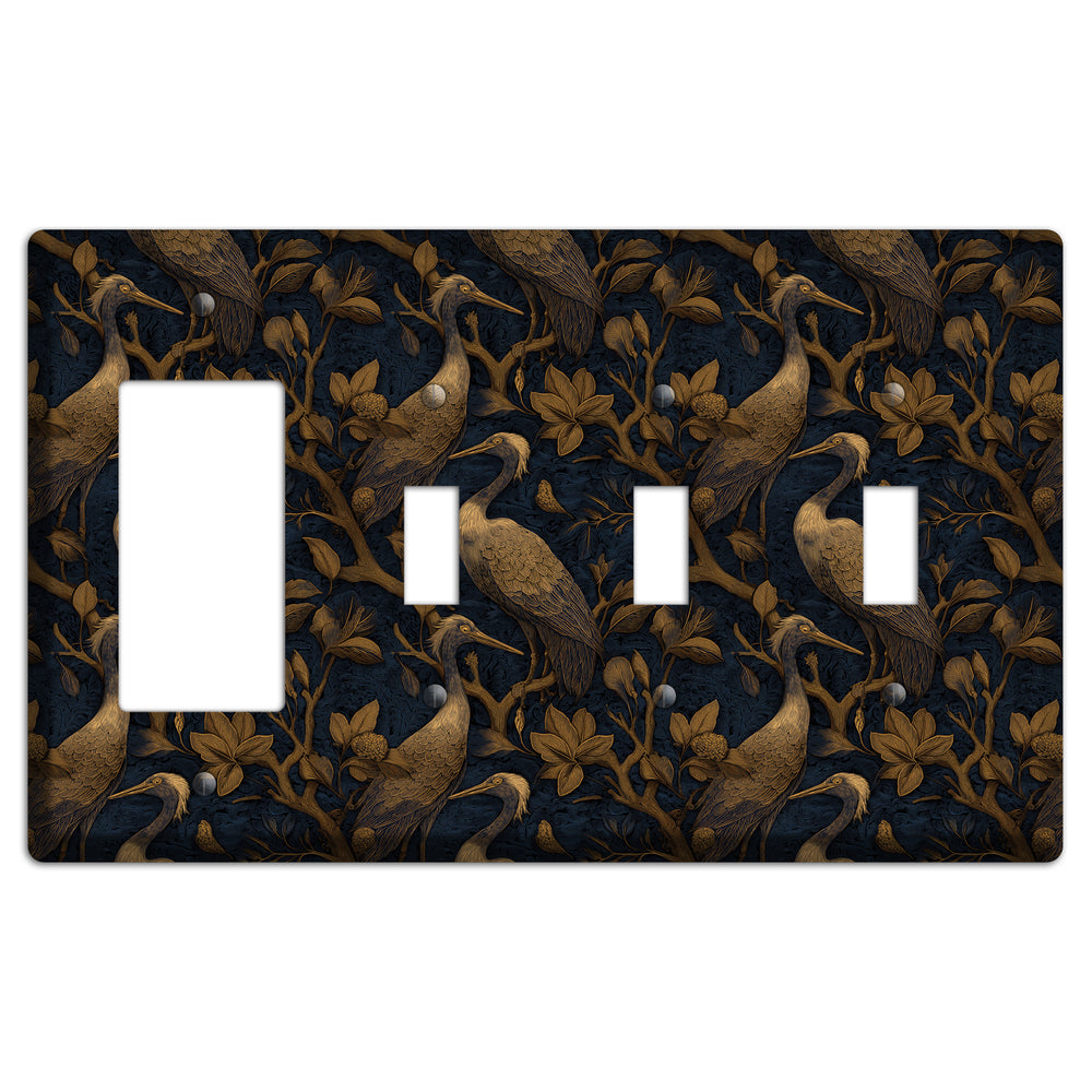 Gilded Heron Dusk Rocker / 3 Toggle Wallplate