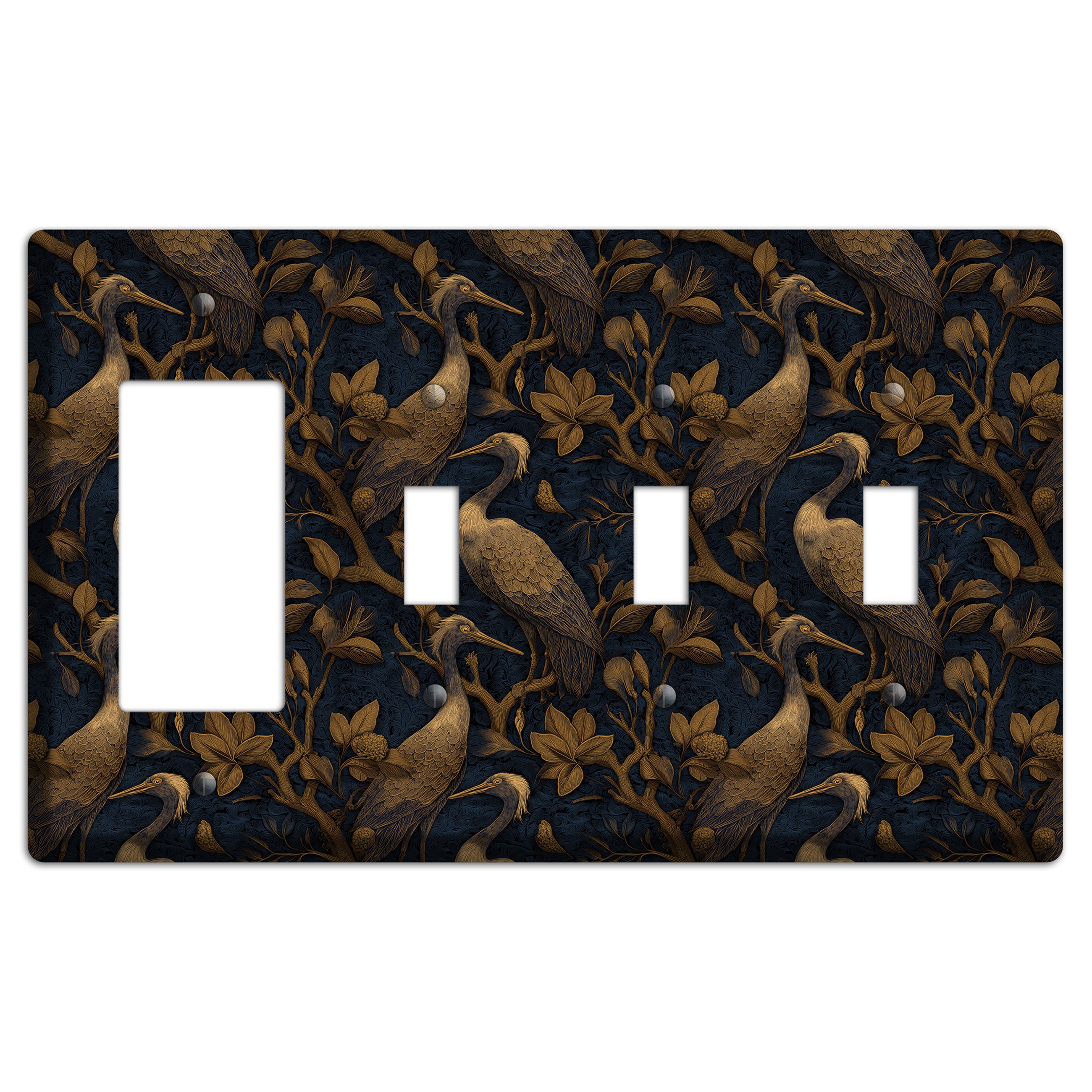 Gilded Heron Dusk Rocker / 3 Toggle Wallplate