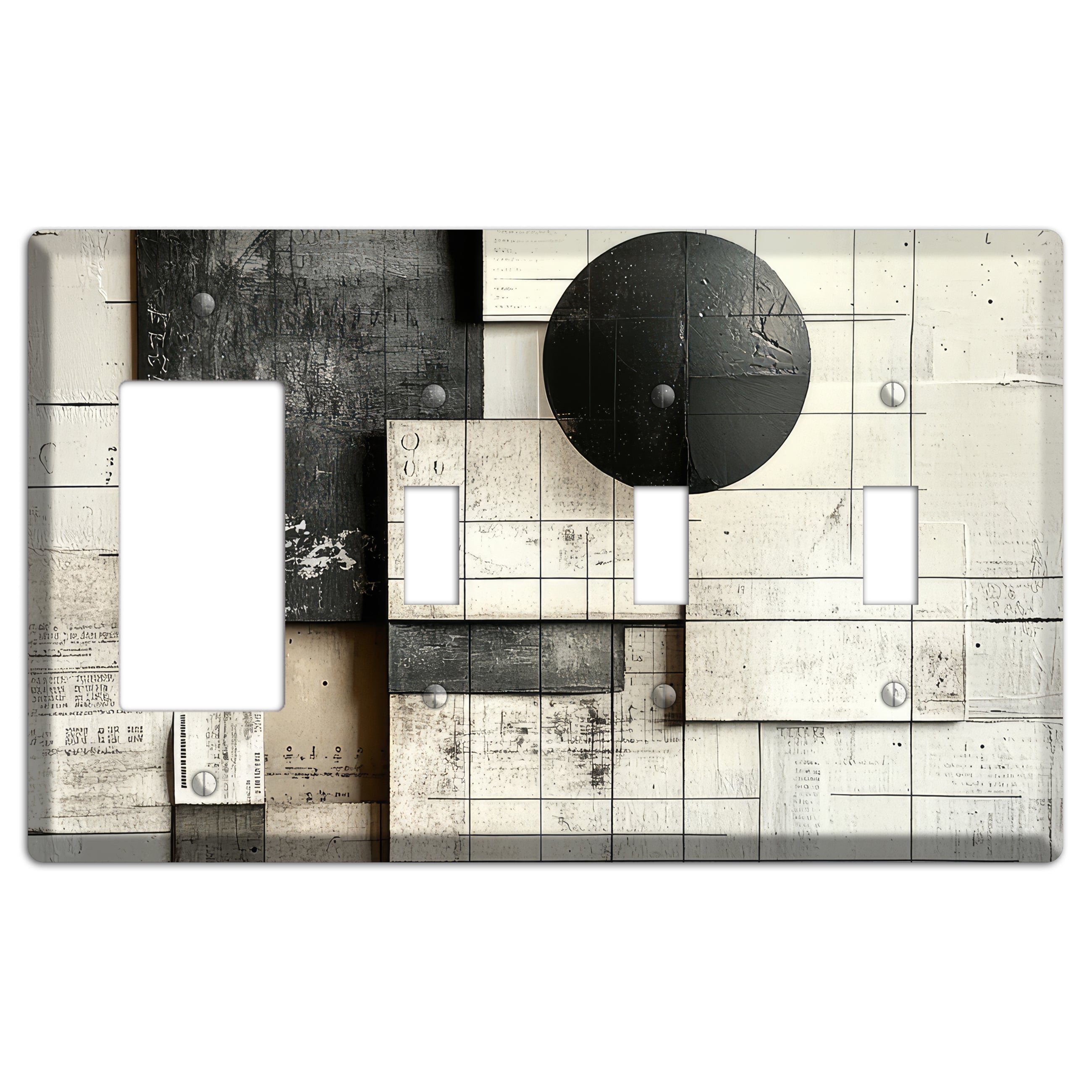Lunar Grid Archive Rocker / 3 Toggle Wallplate
