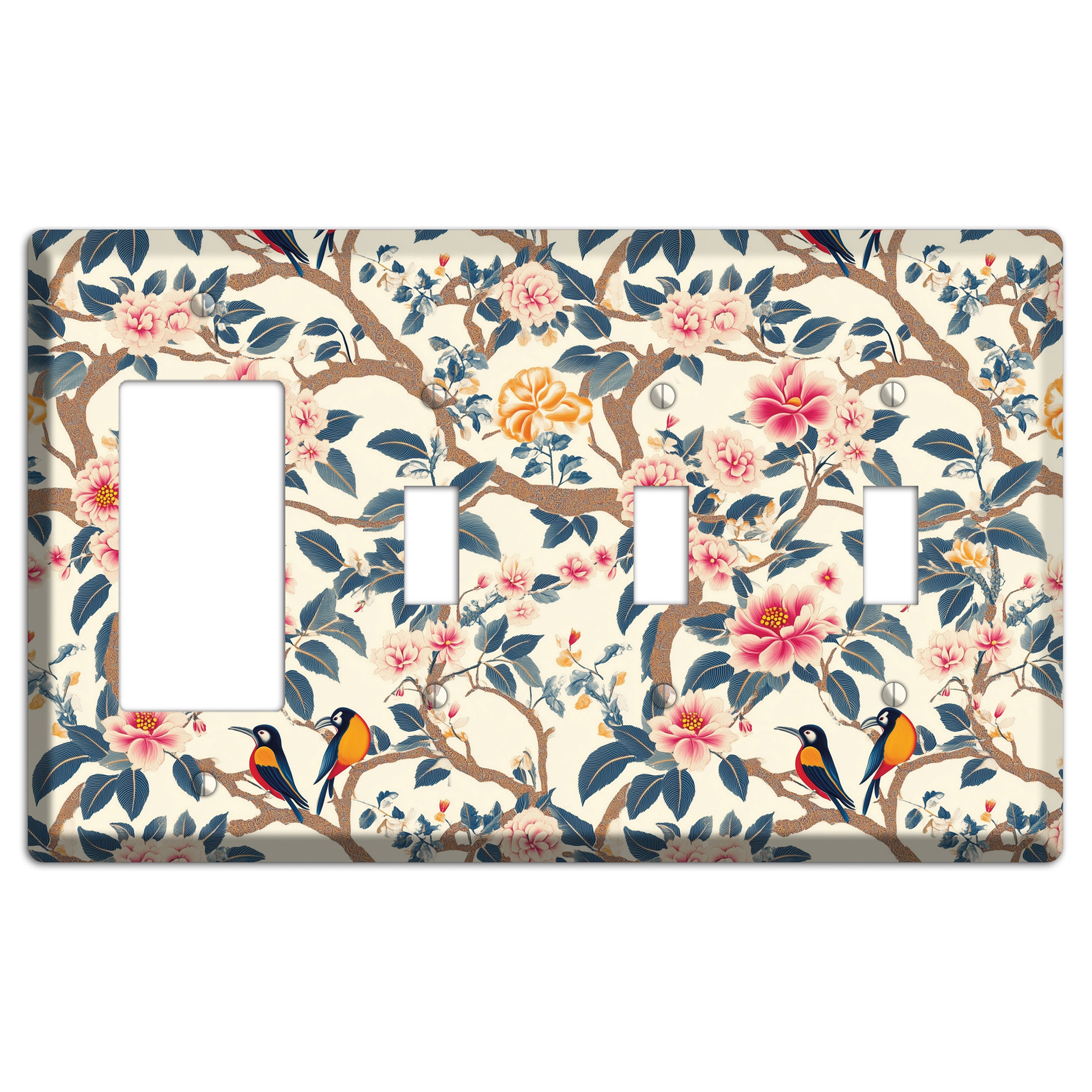 Blossom & Wing Rocker / 3 Toggle Wallplate