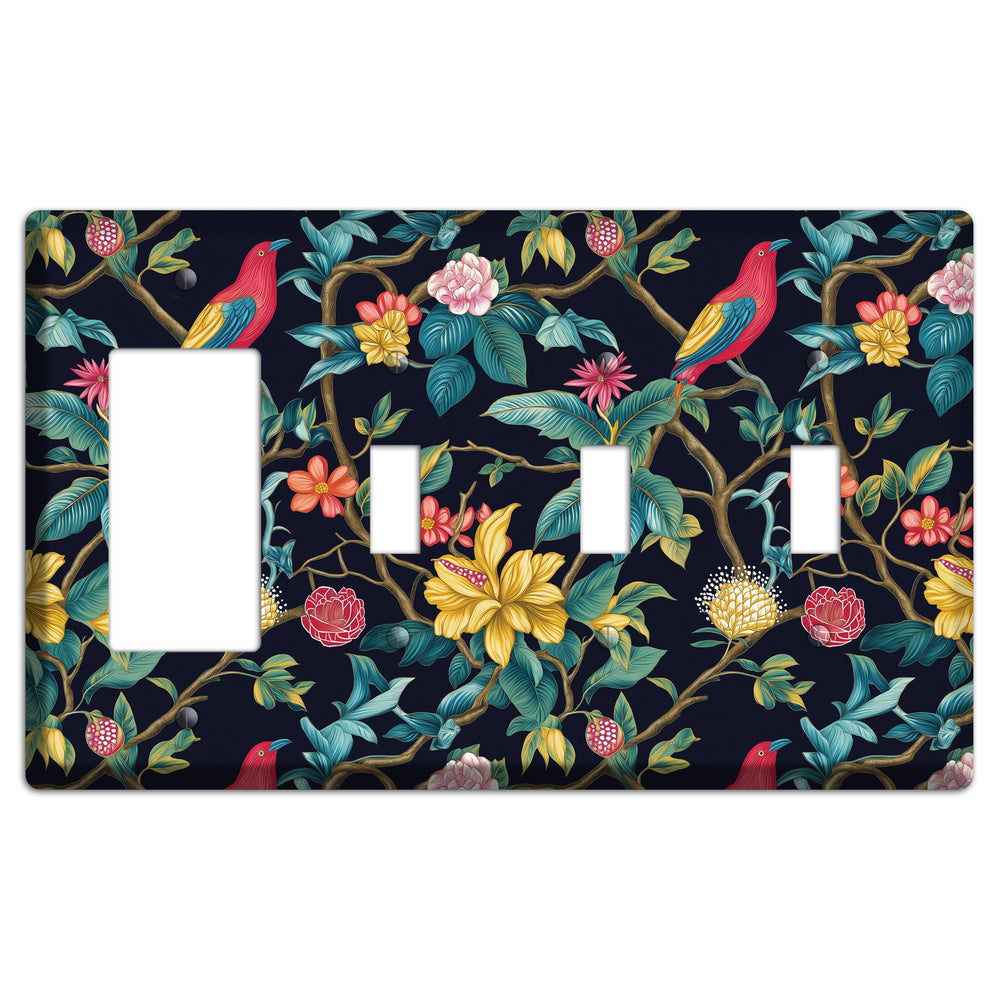 Scarlet Perch Rocker / 3 Toggle Wallplate