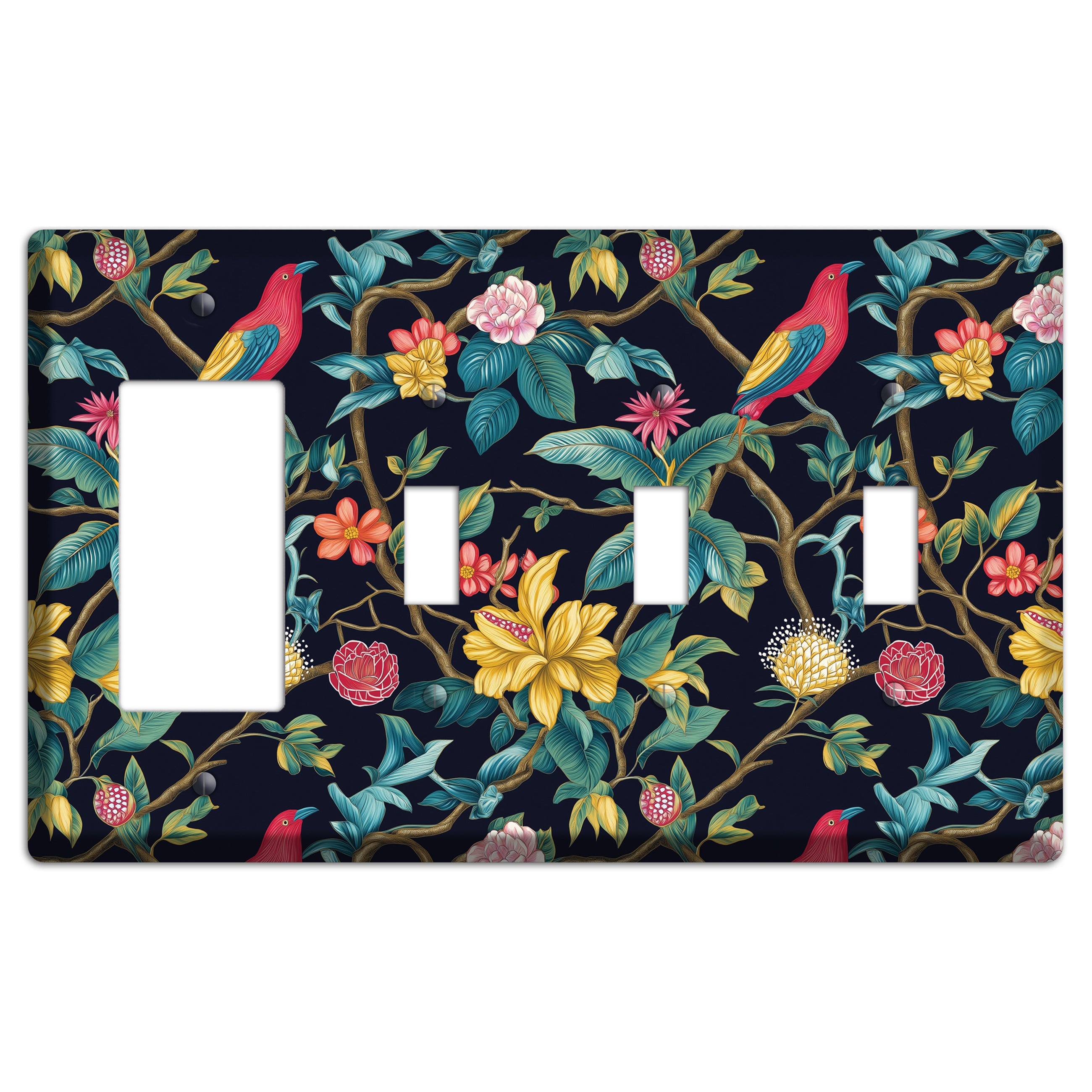 Scarlet Perch Rocker / 3 Toggle Wallplate