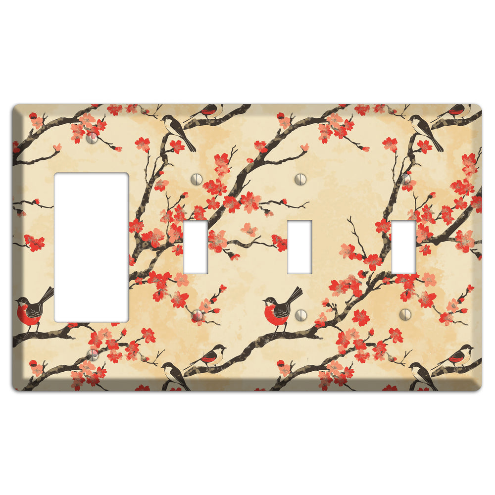 Blossom & Wing Rocker / 3 Toggle Wallplate