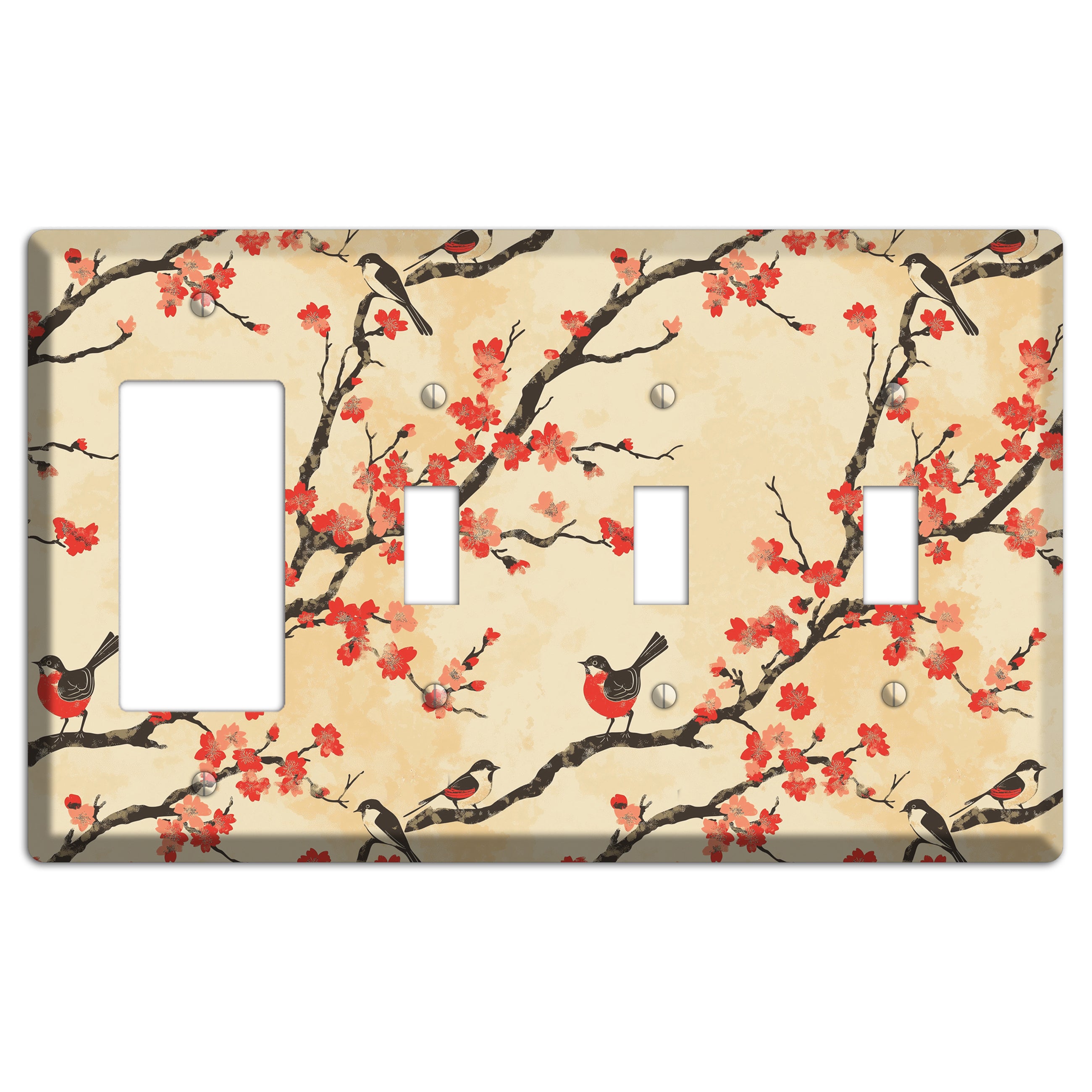 Blossom & Wing Rocker / 3 Toggle Wallplate