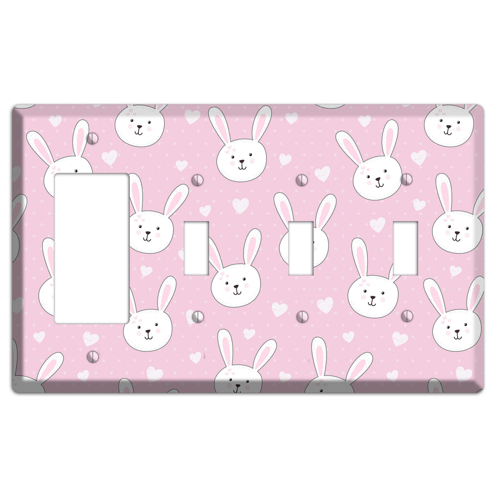 Bunny Love Rocker / 3 Toggle Wallplate