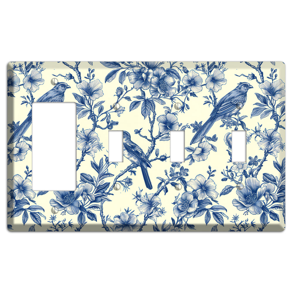 Porcelain Garden Song Rocker / 3 Toggle Wallplate