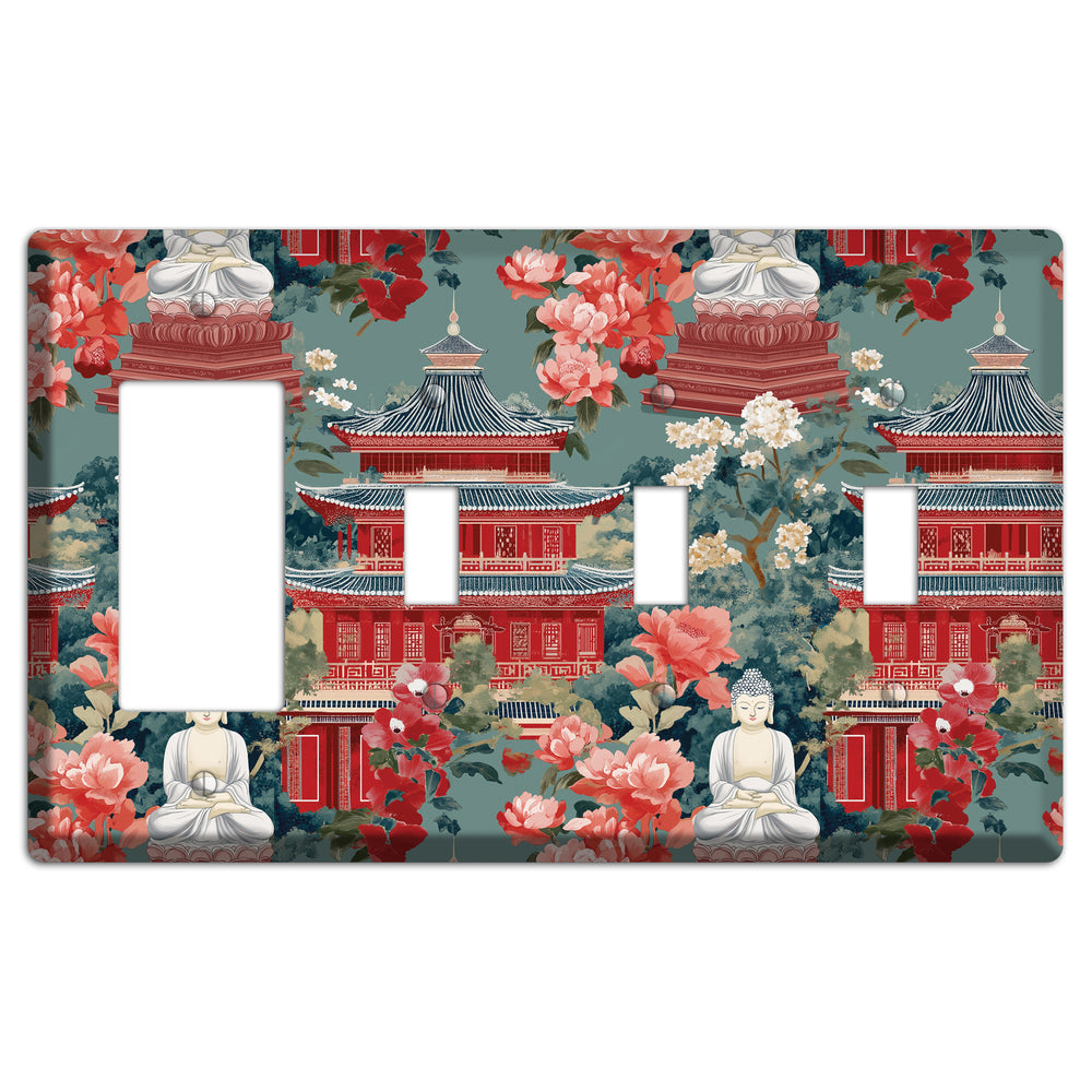 Lotus Temple Garden Rocker / 3 Toggle Wallplate