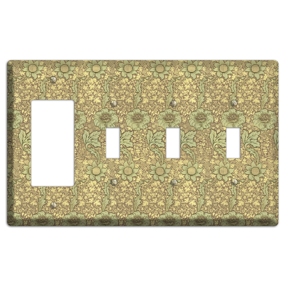 Wildflower Scroll Rocker / 3 Toggle Wallplate