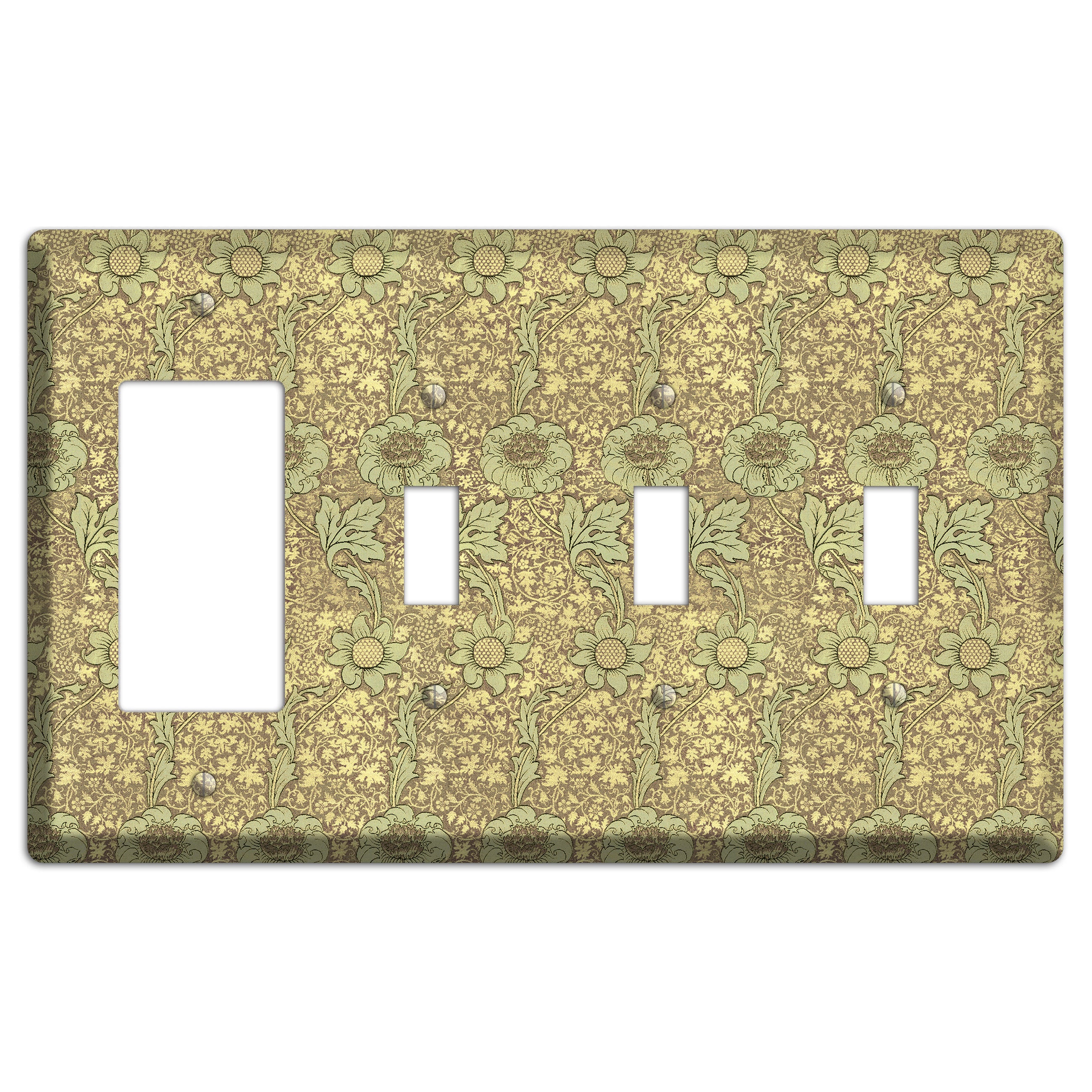 Wildflower Scroll Rocker / 3 Toggle Wallplate
