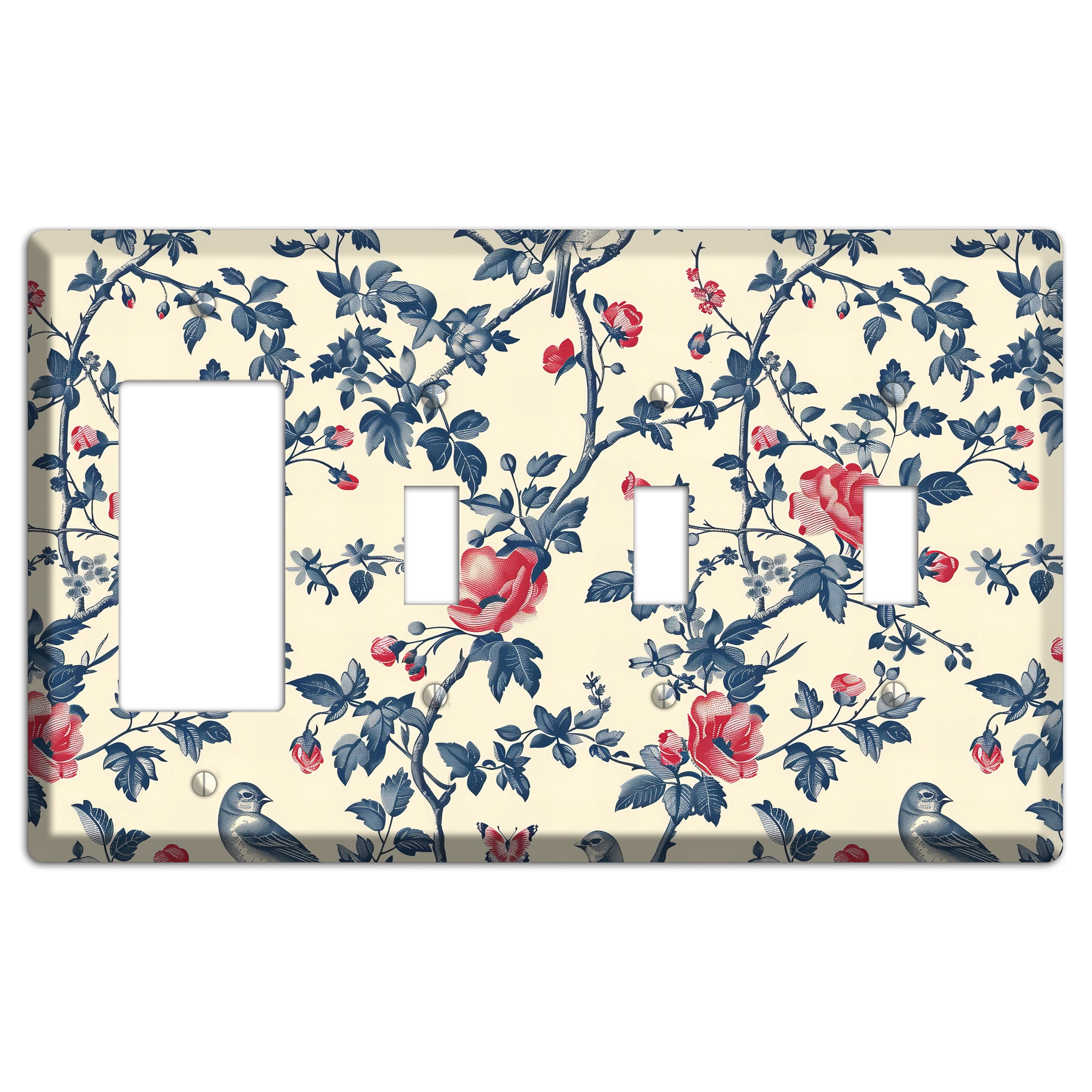 Songbirds & Thorns Rocker / 3 Toggle Wallplate