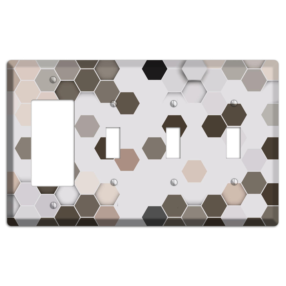 Hex Grid ‚Äì Cool Slate Rocker / 3 Toggle Wallplate