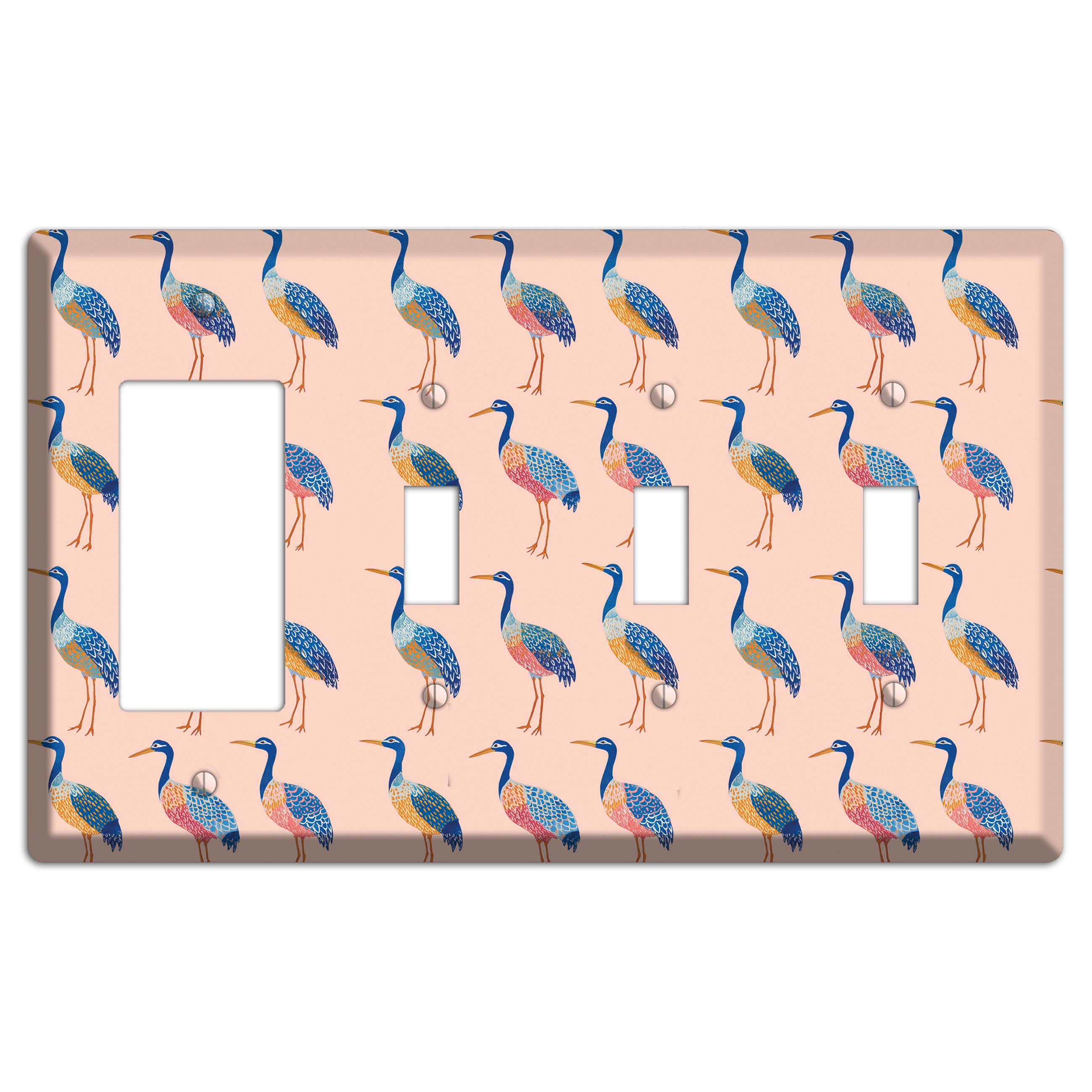 Blush Heron Parade Rocker / 3 Toggle Wallplate