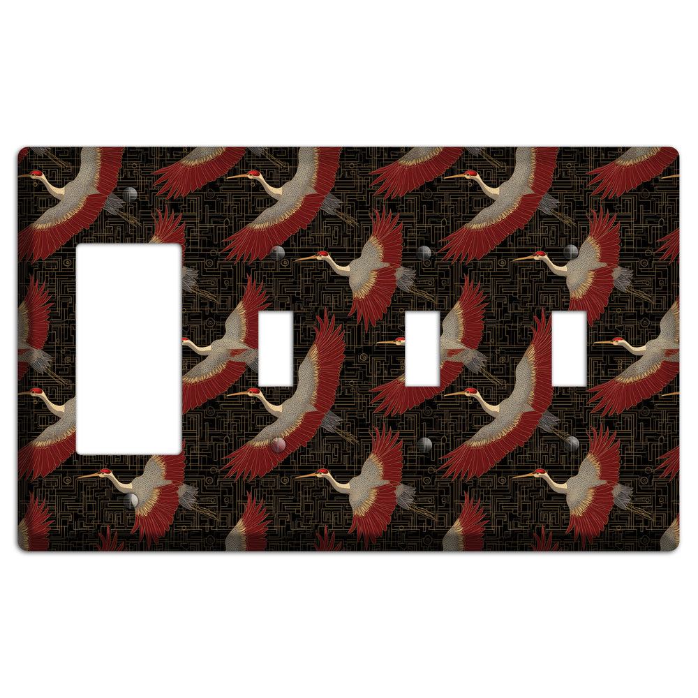 Scarlet Circuit Flight Rocker / 3 Toggle Wallplate