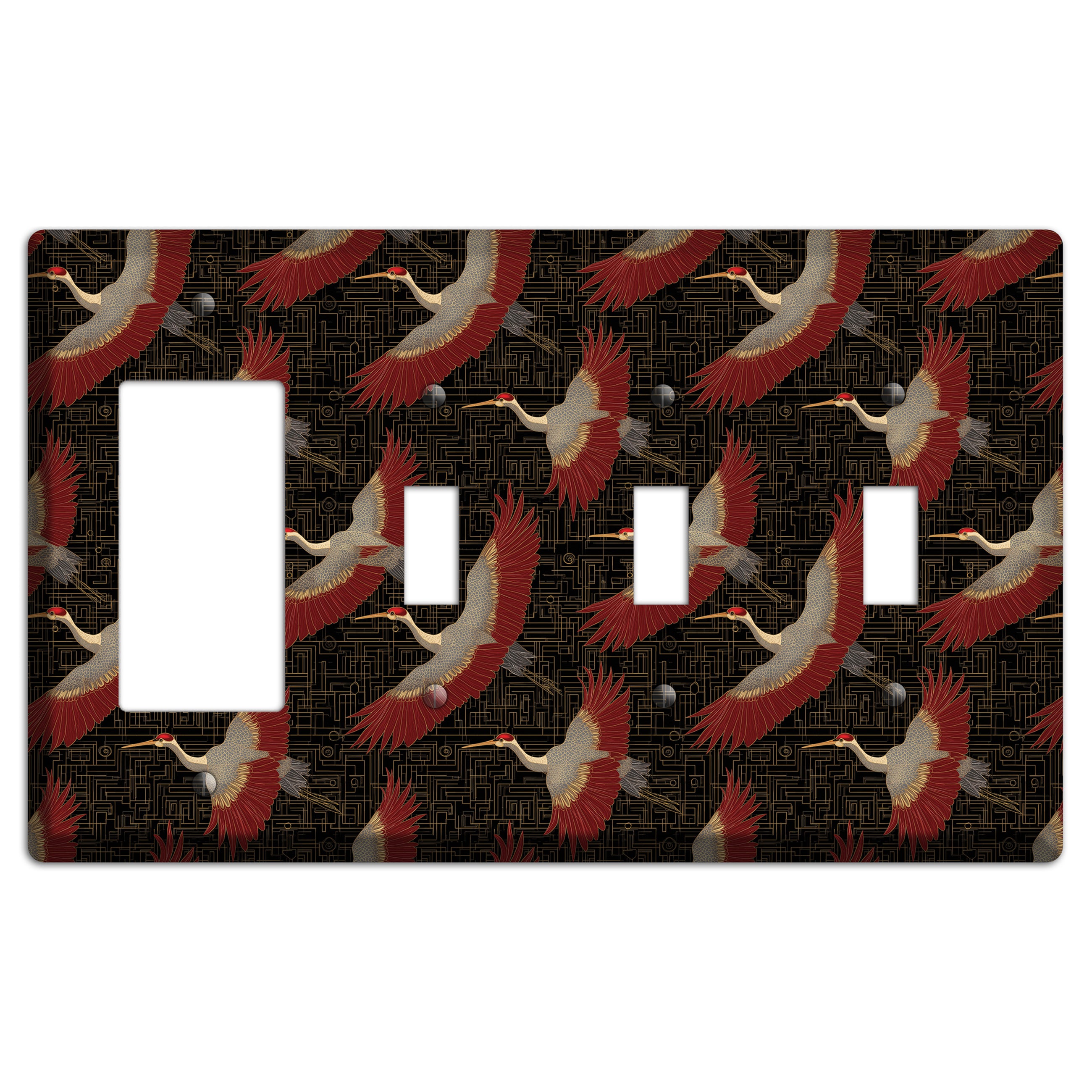 Scarlet Circuit Flight Rocker / 3 Toggle Wallplate