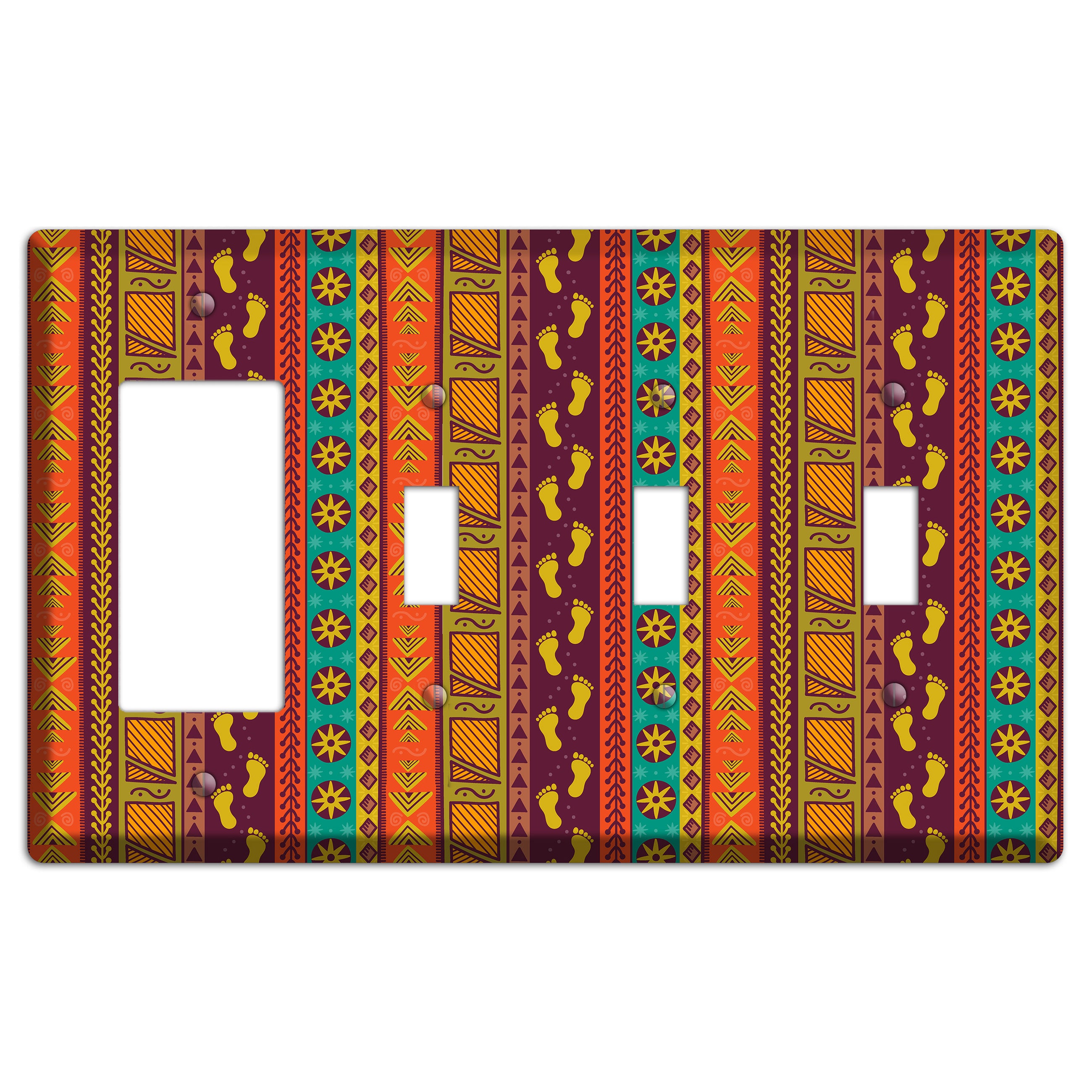 Tribal Footsteps Rocker / 3 Toggle Wallplate