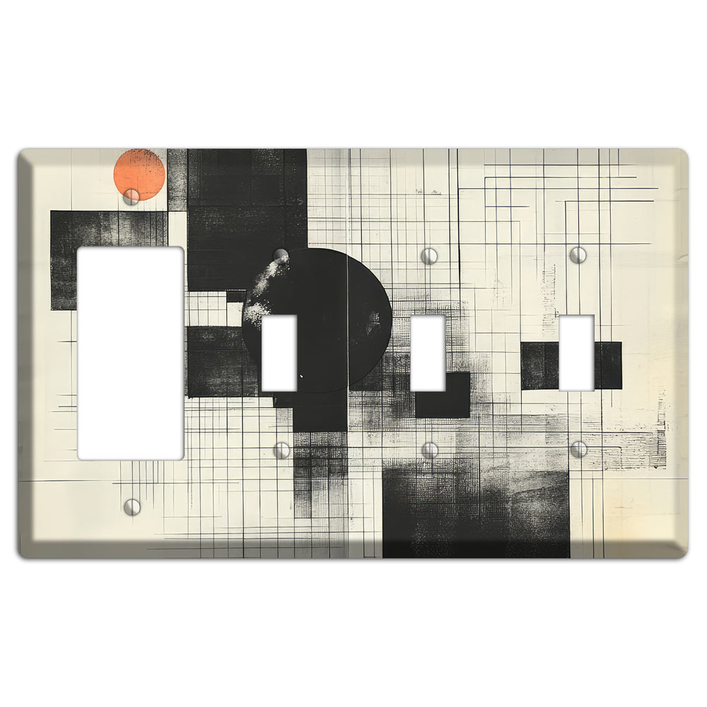 Eclipse Over Blueprint Rocker / 3 Toggle Wallplate