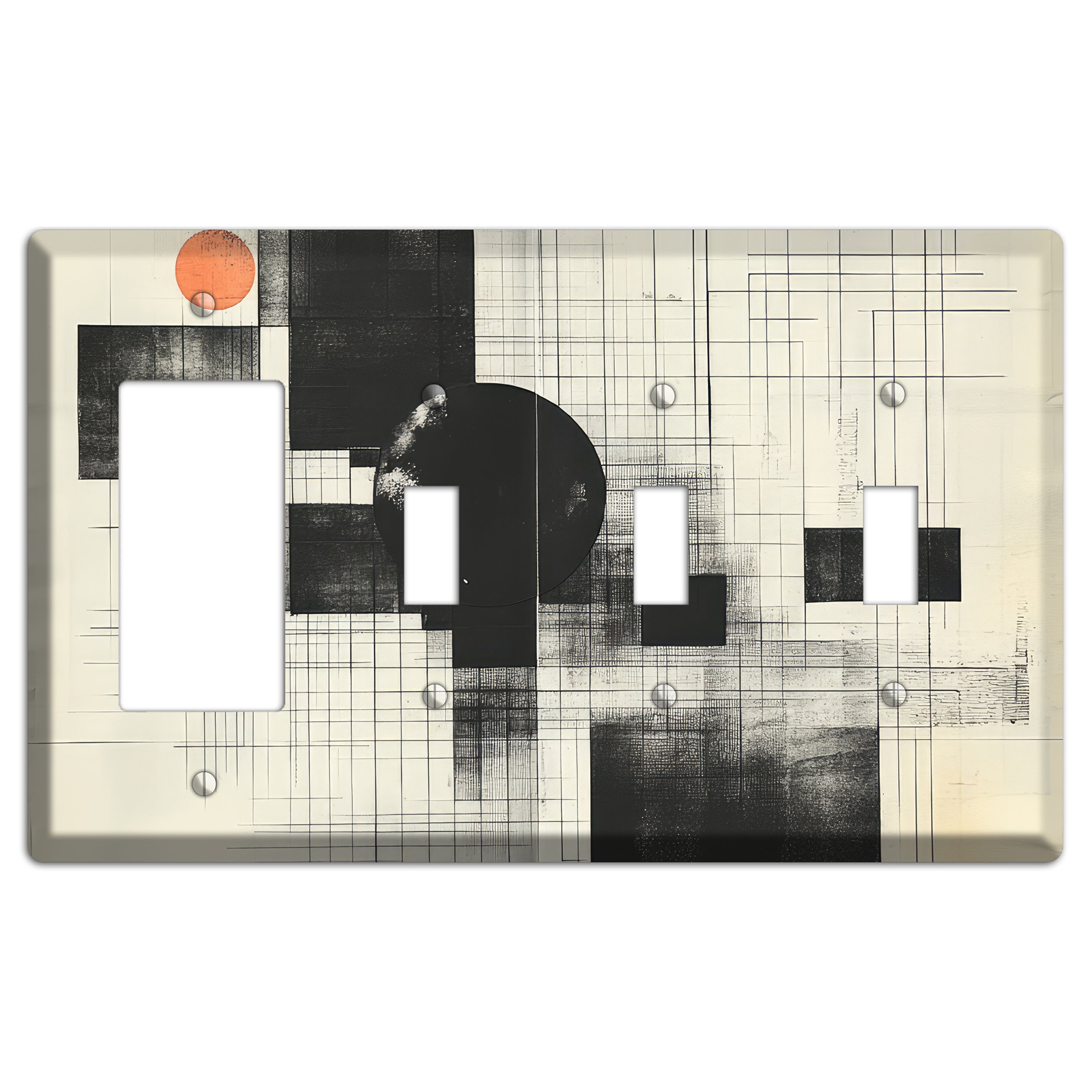 Eclipse Over Blueprint Rocker / 3 Toggle Wallplate