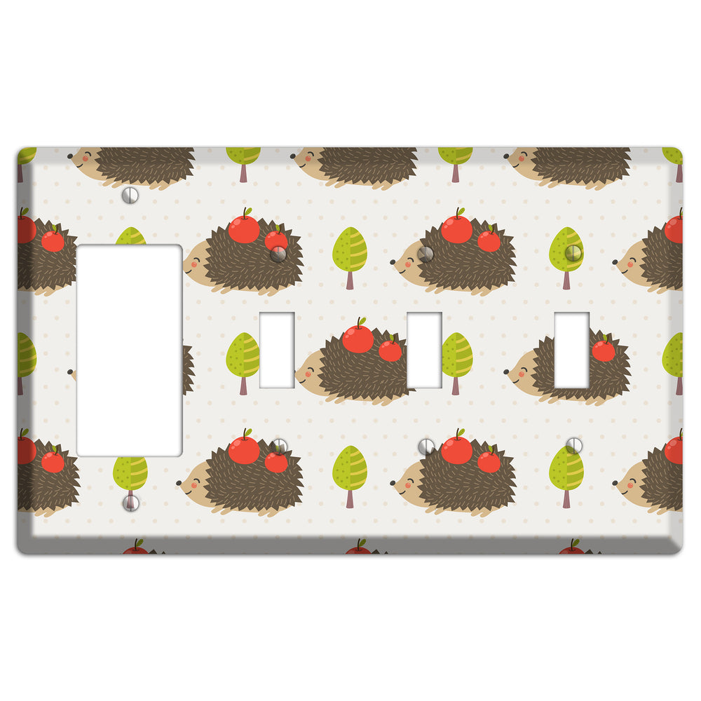 Hedgehog Harvest Rocker / 3 Toggle Wallplate