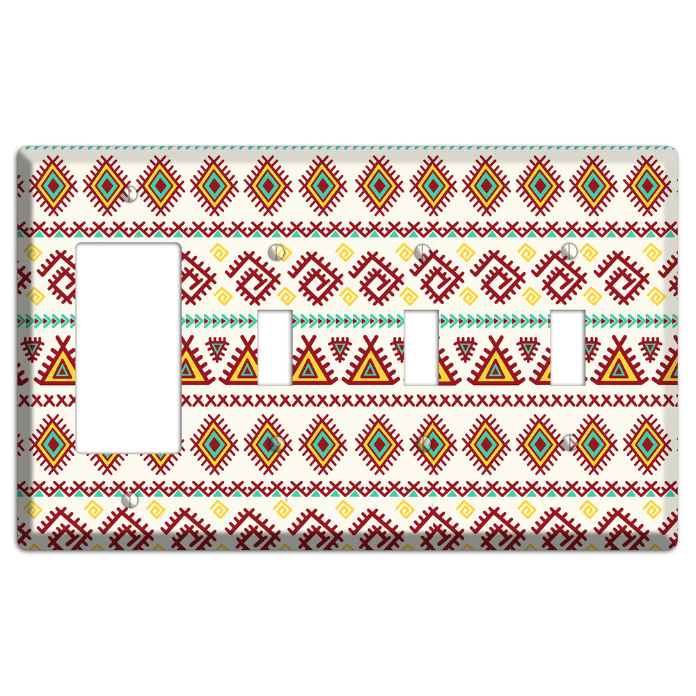 Crimson Tapestry Rocker / 3 Toggle Wallplate