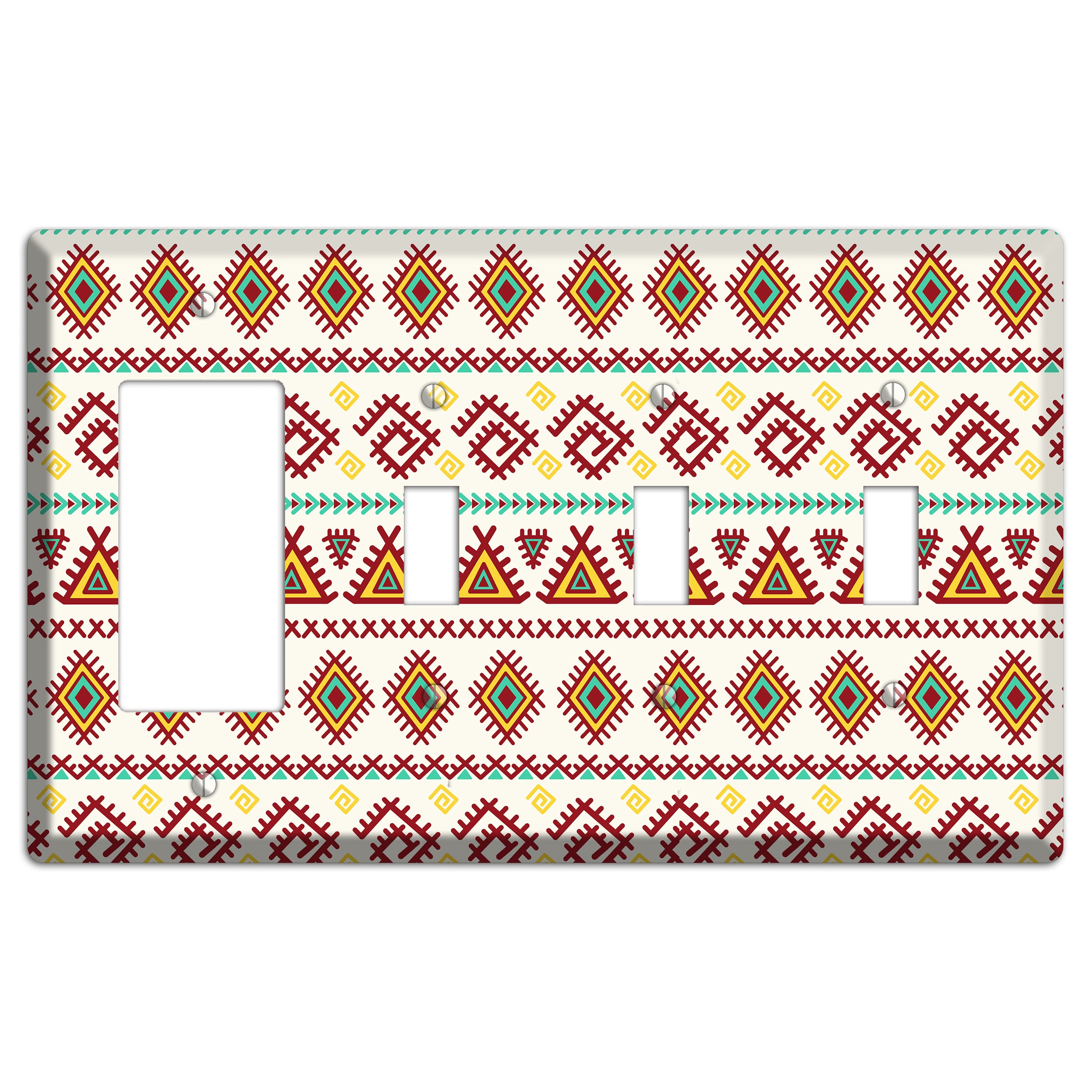 Crimson Tapestry Rocker / 3 Toggle Wallplate