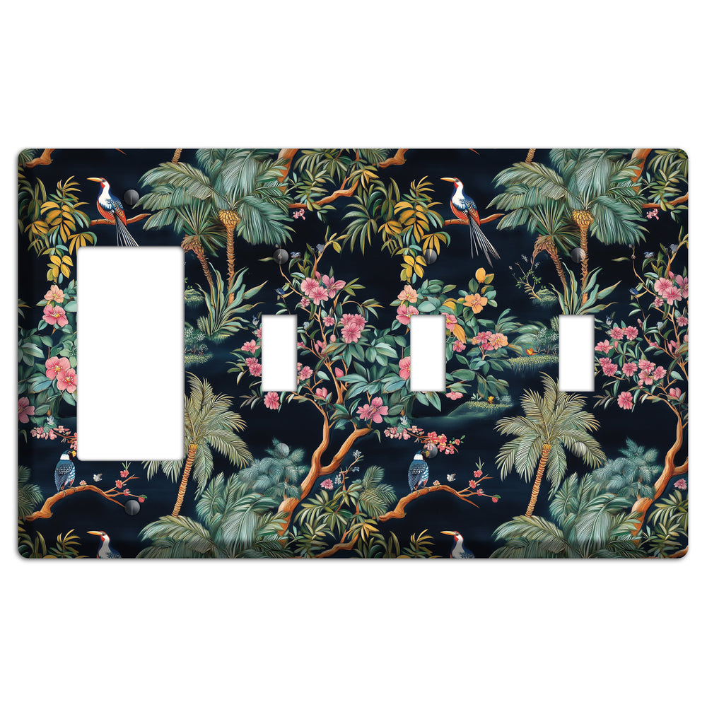 Jungle Nocturne Rocker / 3 Toggle Wallplate