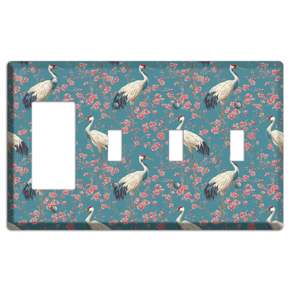 Azure Blossom Vigil Rocker / 3 Toggle Wallplate