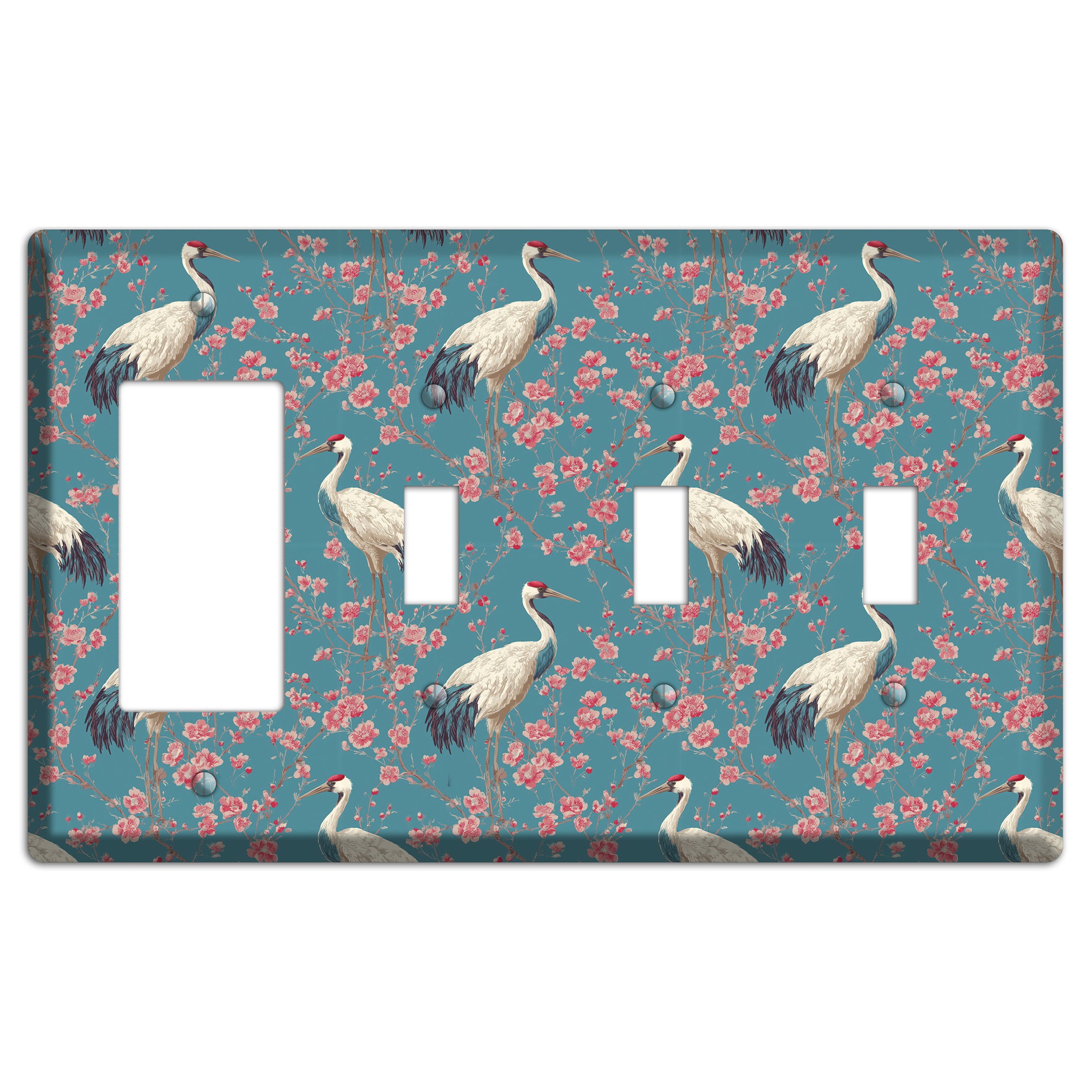 Azure Blossom Vigil Rocker / 3 Toggle Wallplate