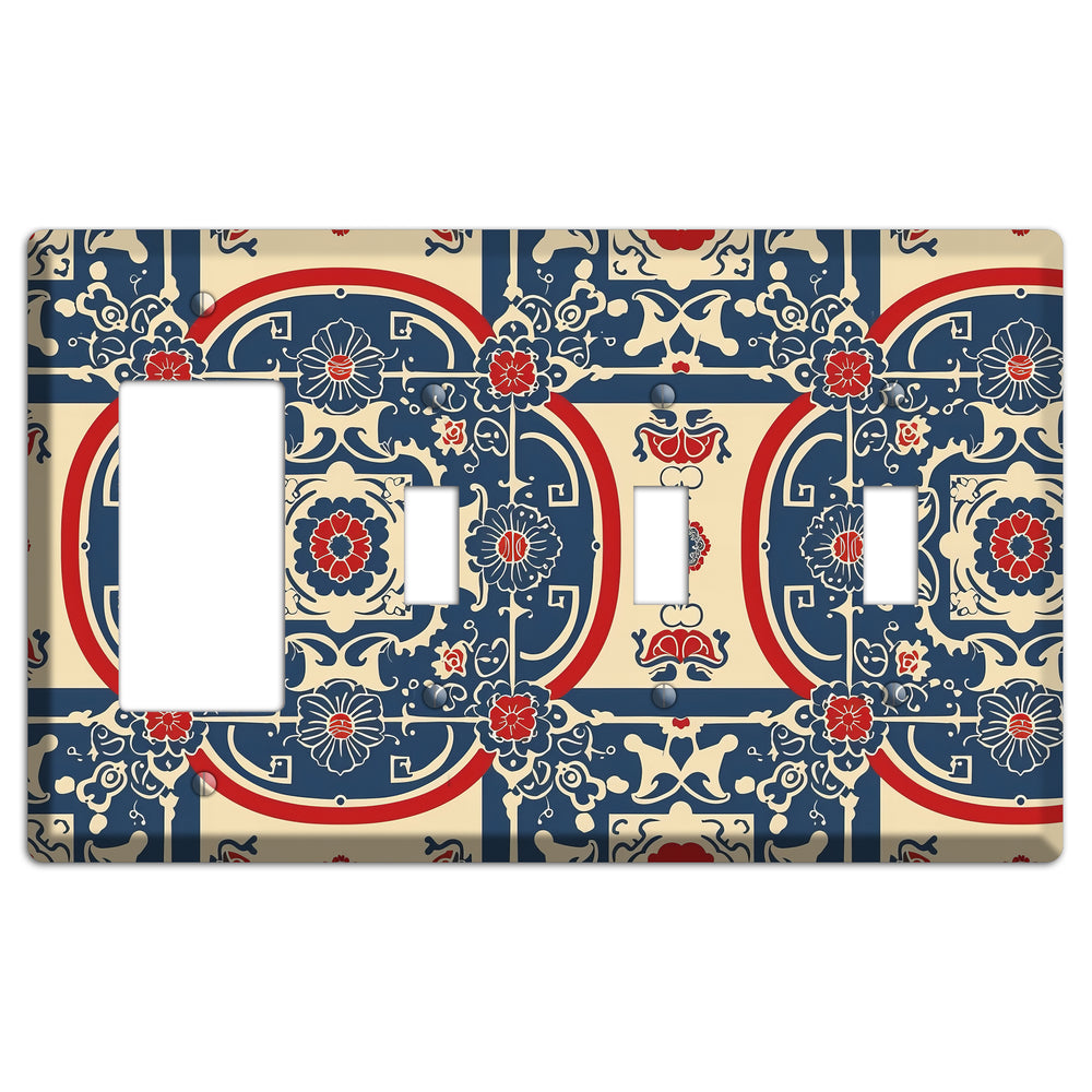 Imperial Medallion Court Rocker / 3 Toggle Wallplate