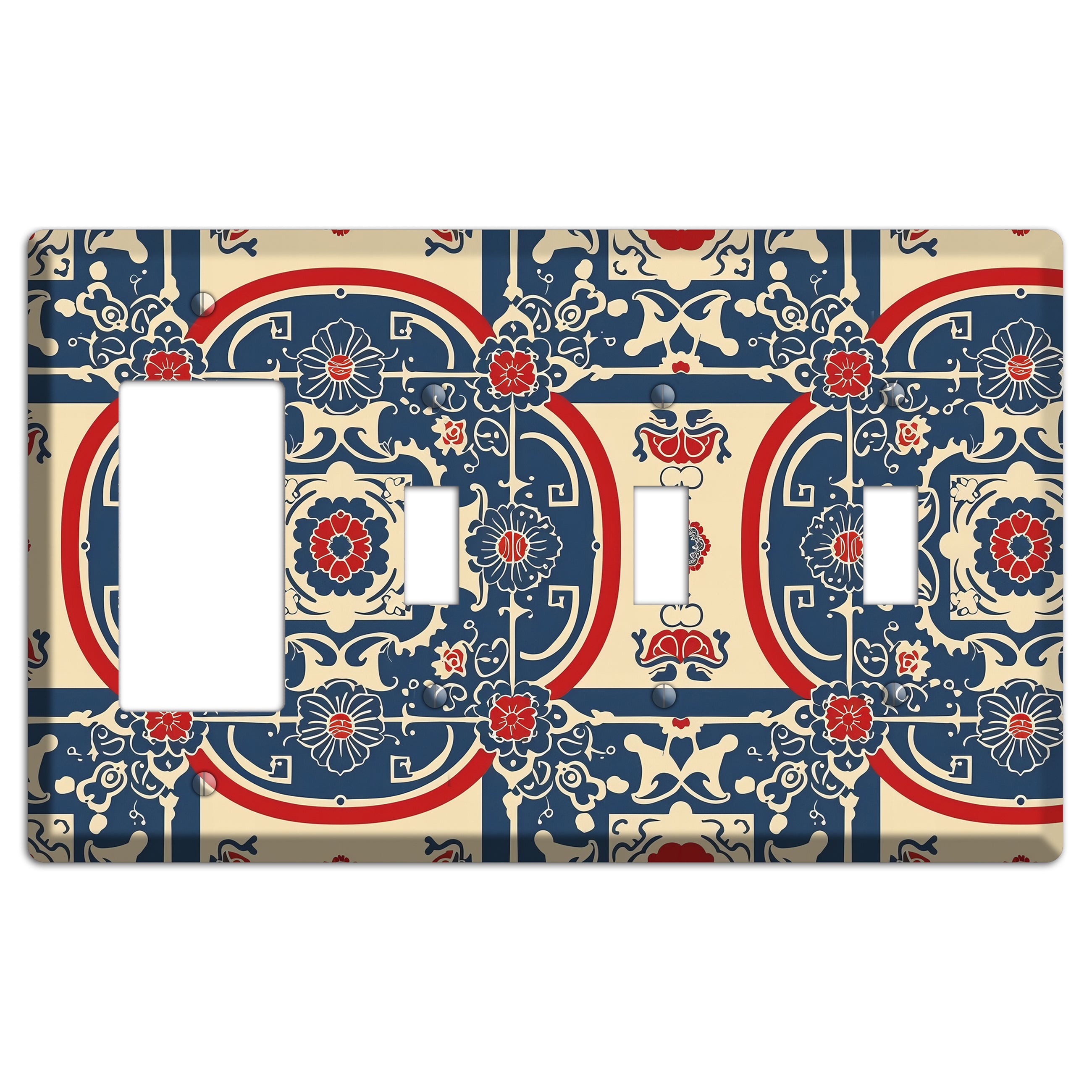 Imperial Medallion Court Rocker / 3 Toggle Wallplate