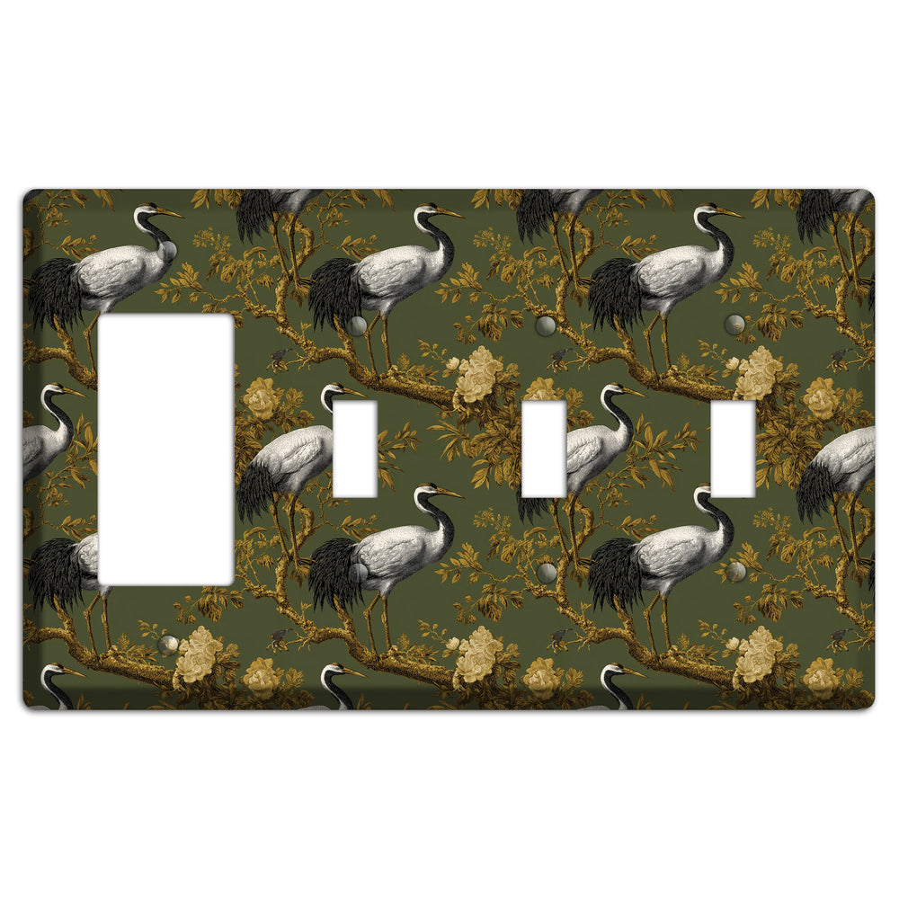 Olive Toile Sanctuary Rocker / 3 Toggle Wallplate