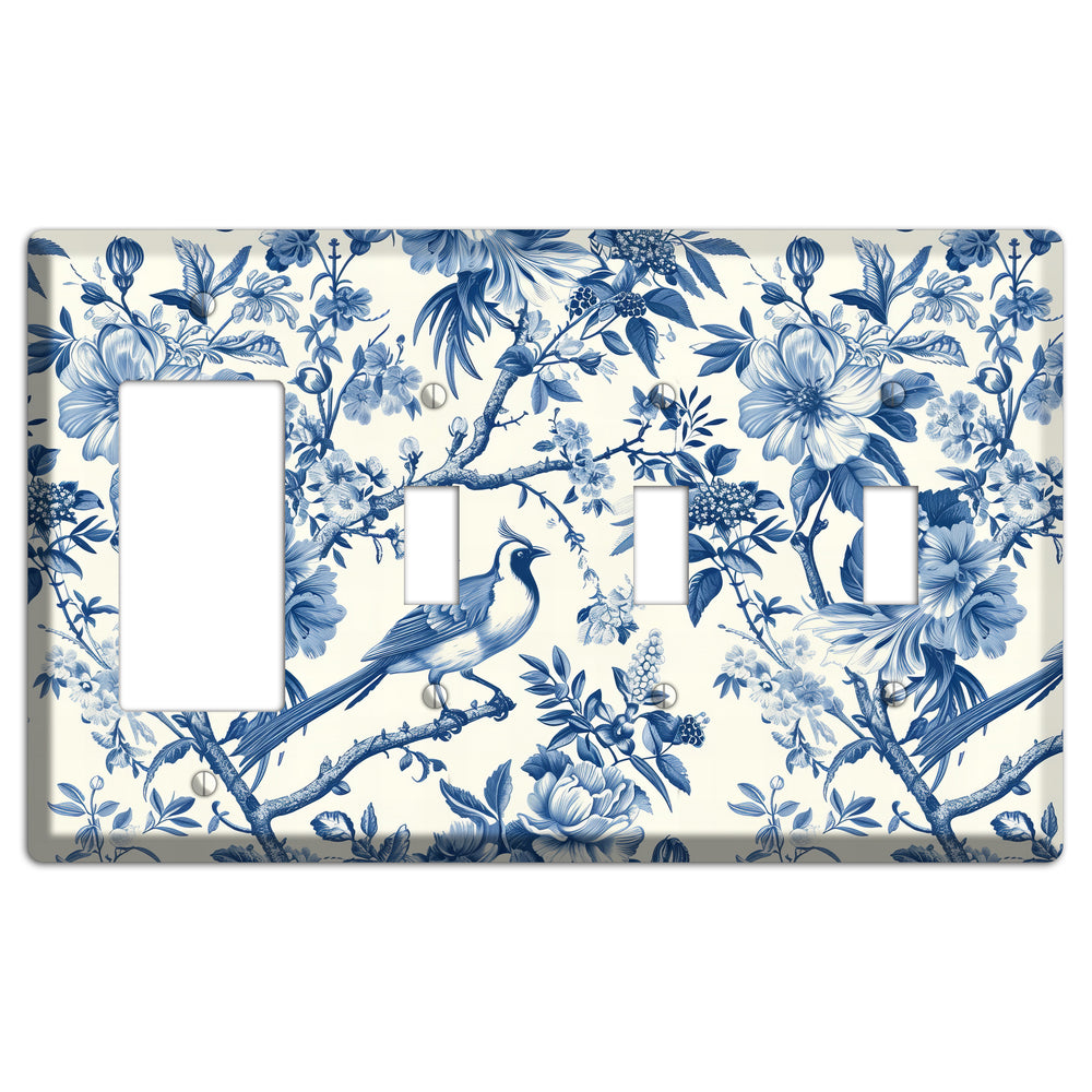 Garden Reverie Blue Rocker / 3 Toggle Wallplate