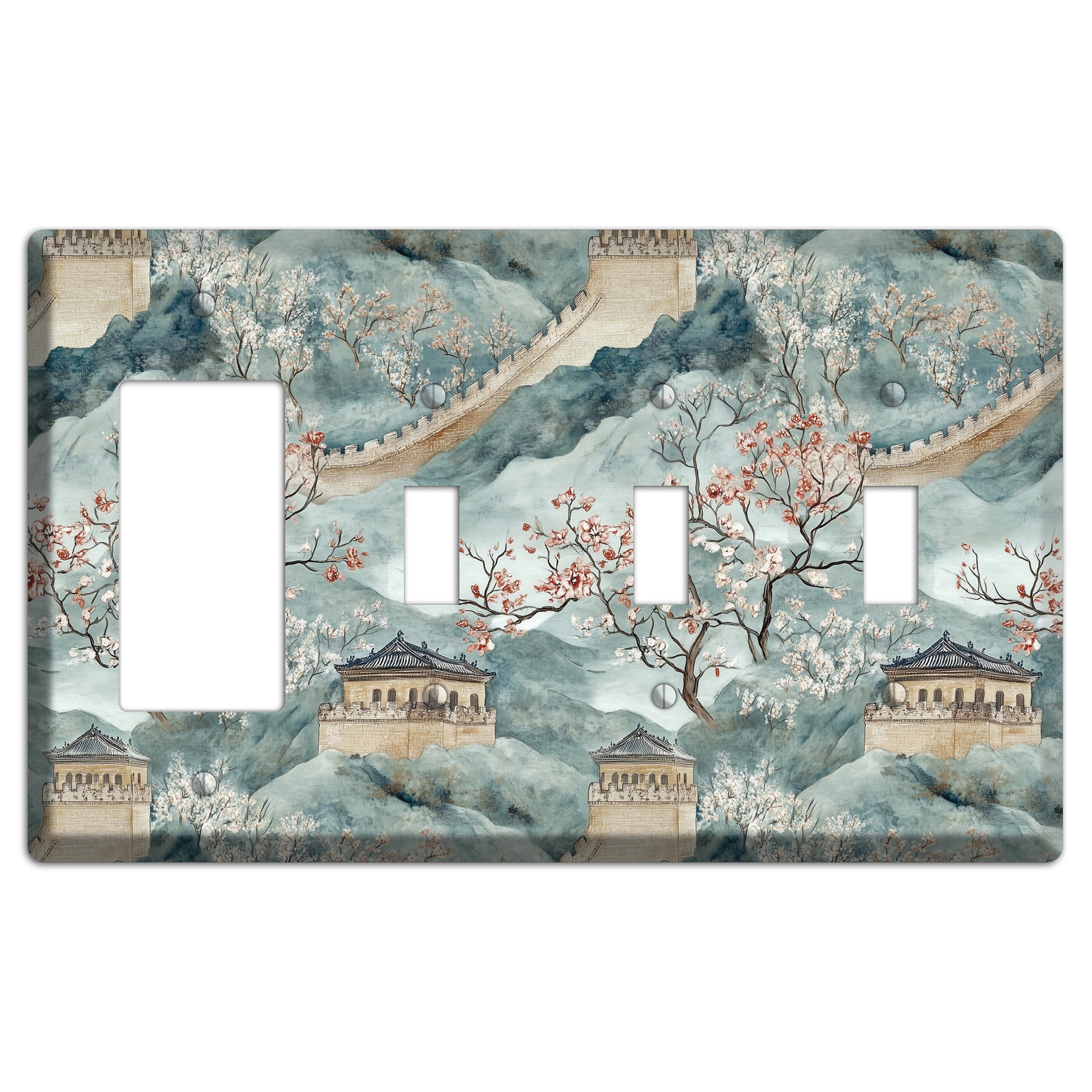 Rampart & Blossom Rocker / 3 Toggle Wallplate