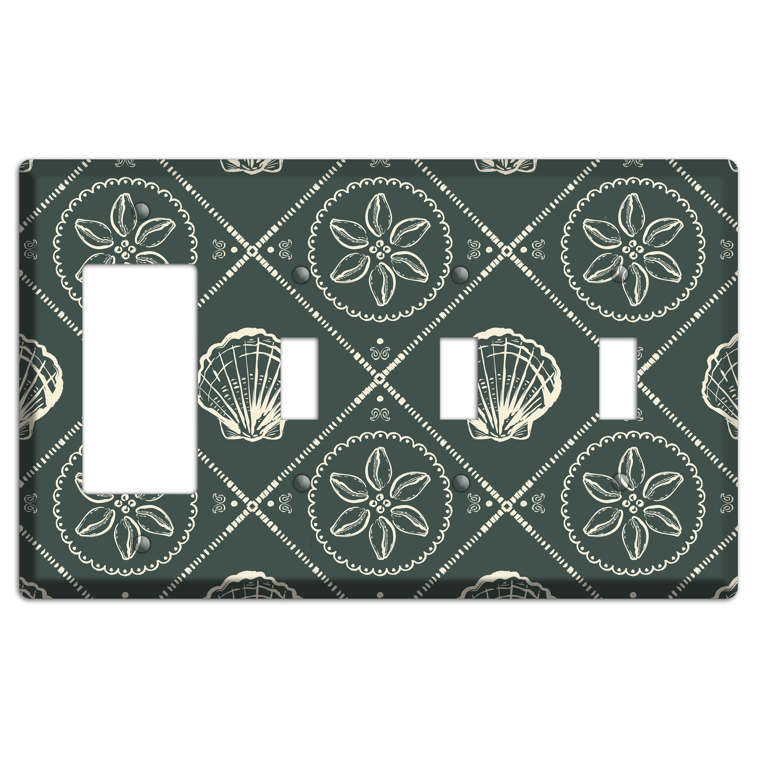 Slate Cowrie Medallion Rocker / 3 Toggle Wallplate
