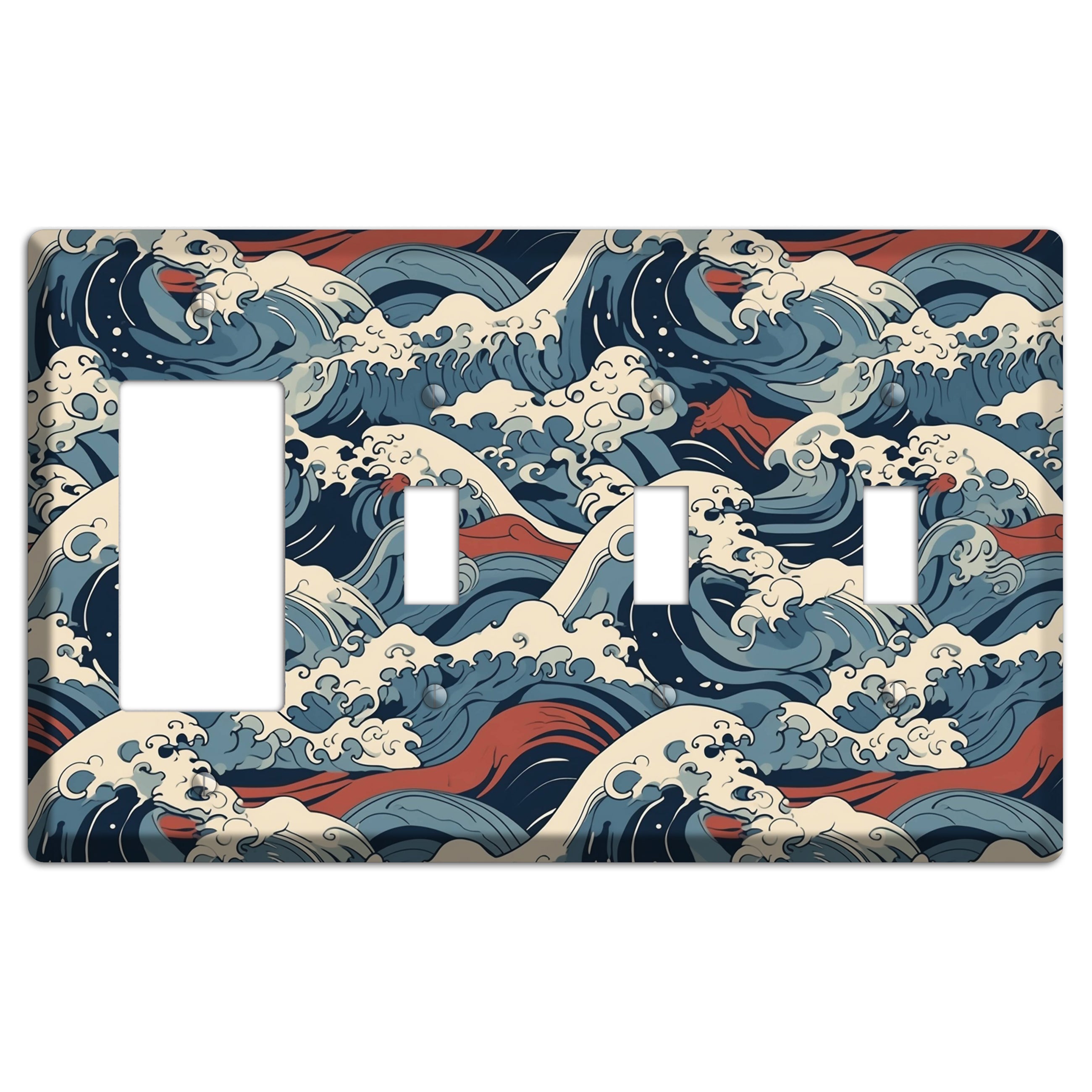 Crashing Tide Fury Rocker / 3 Toggle Wallplate