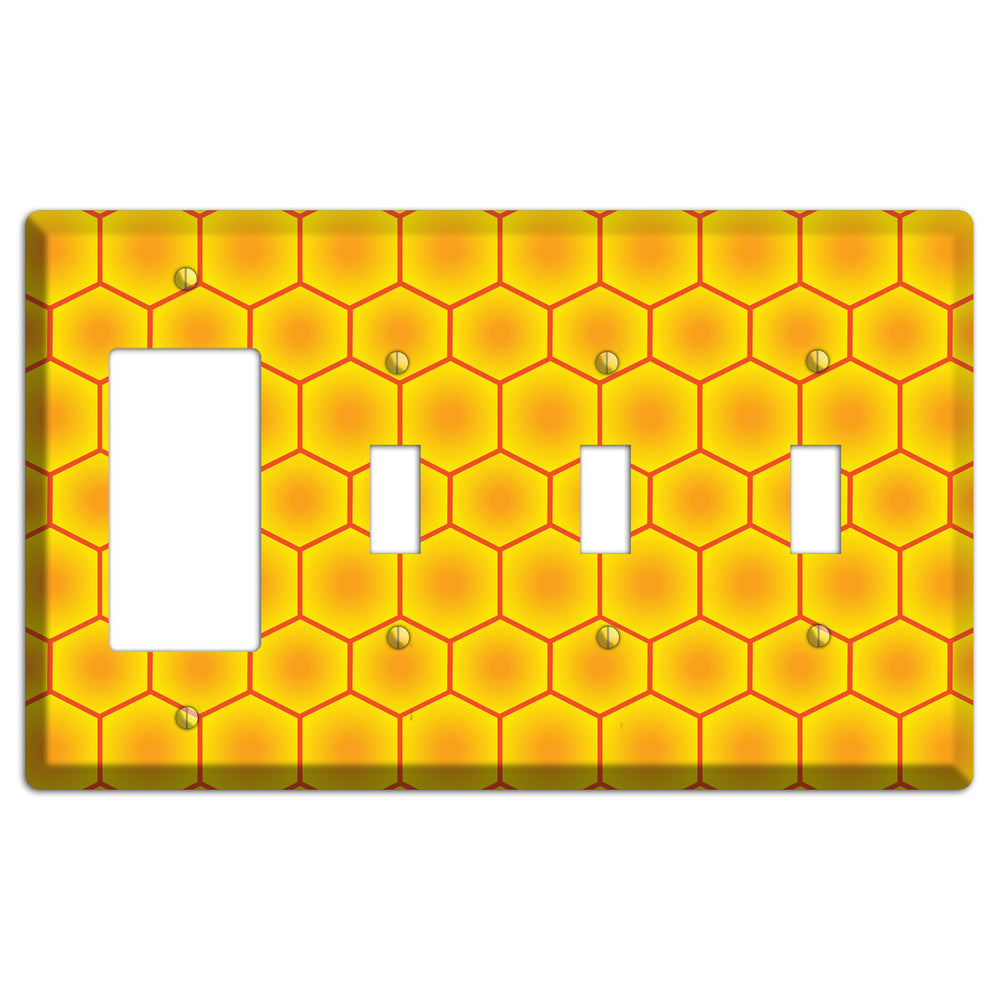 Golden Vault Cells Rocker / 3 Toggle Wallplate