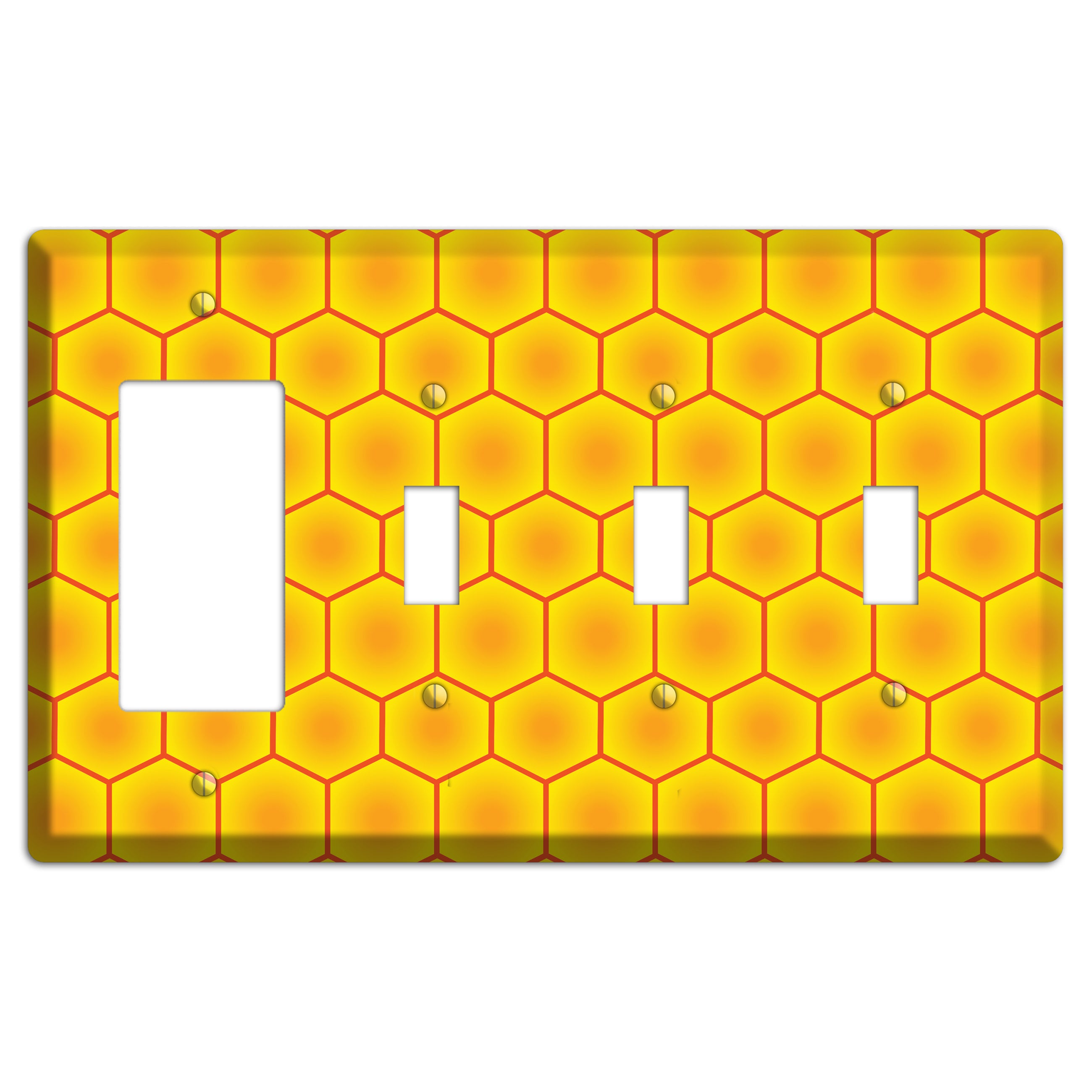 Golden Vault Cells Rocker / 3 Toggle Wallplate