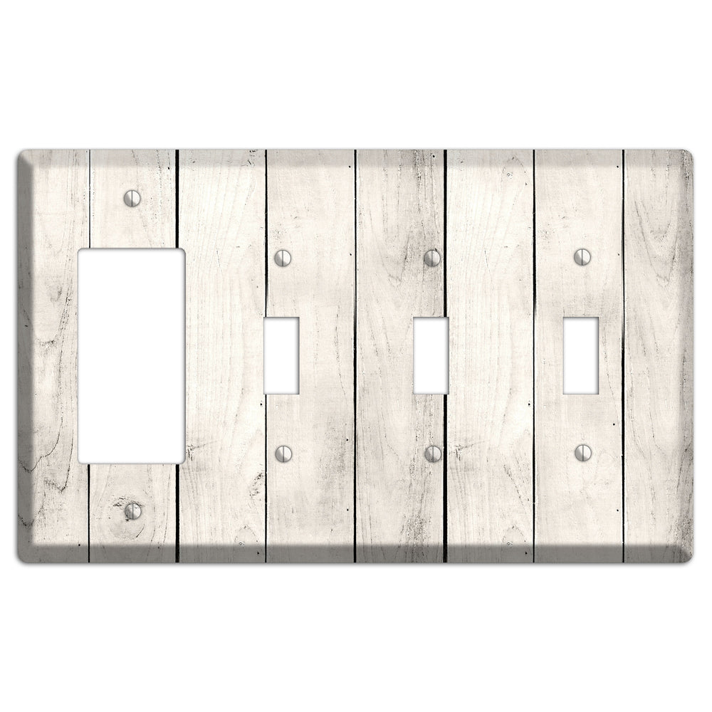 Whitewashed Planks Rocker / 3 Toggle Wallplate