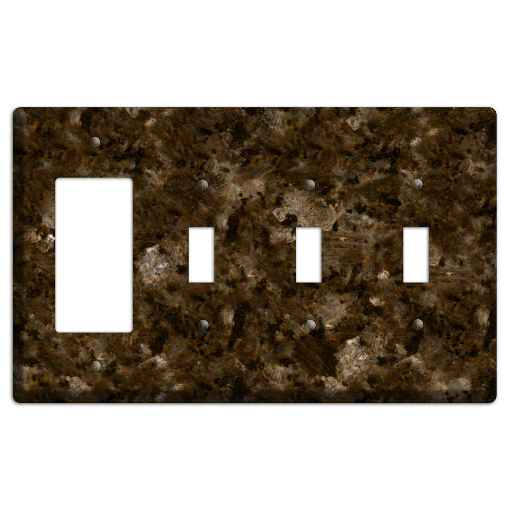 Tropical Brown Granite Rocker / 3 Toggle Wallplate