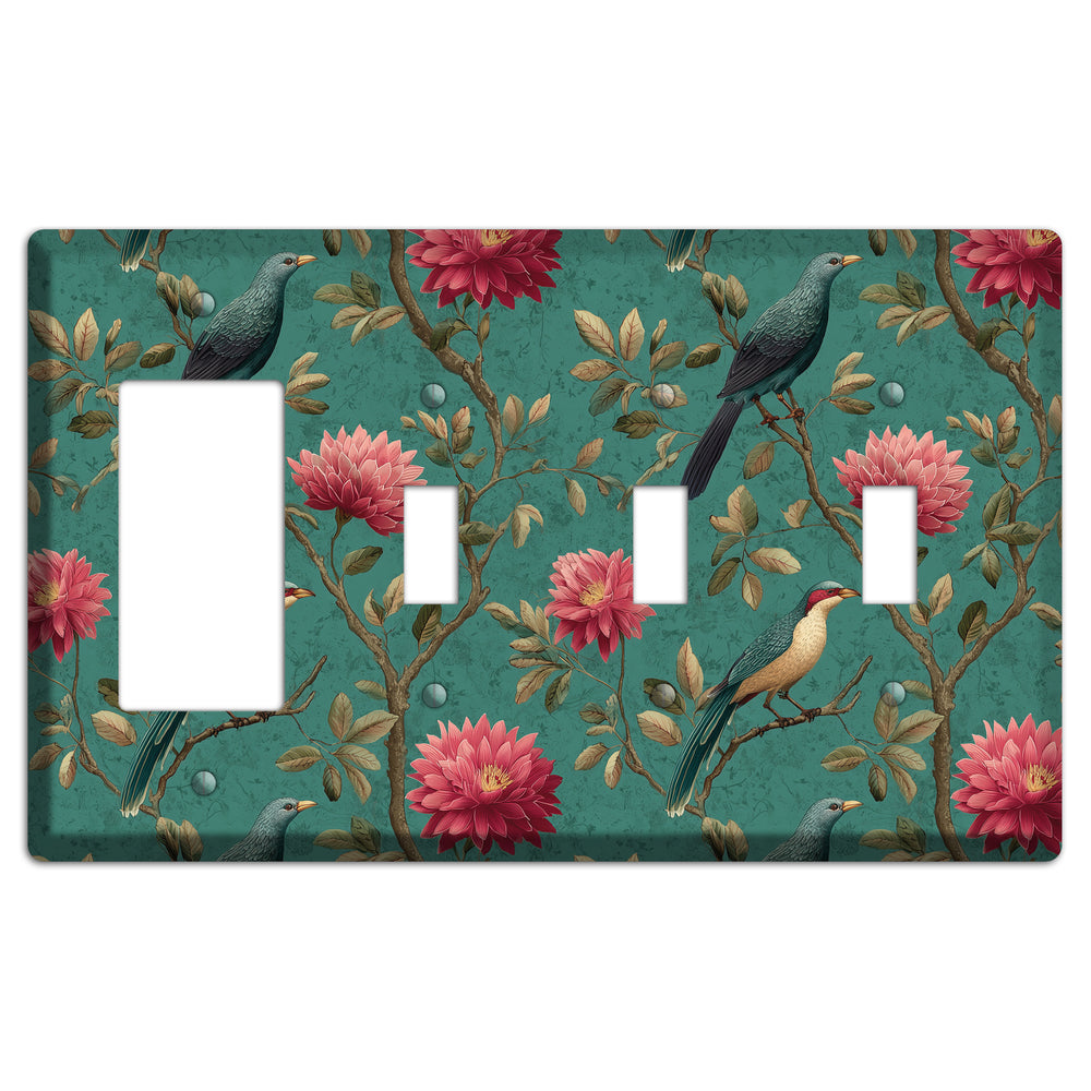 Crimson Perch Rocker / 3 Toggle Wallplate