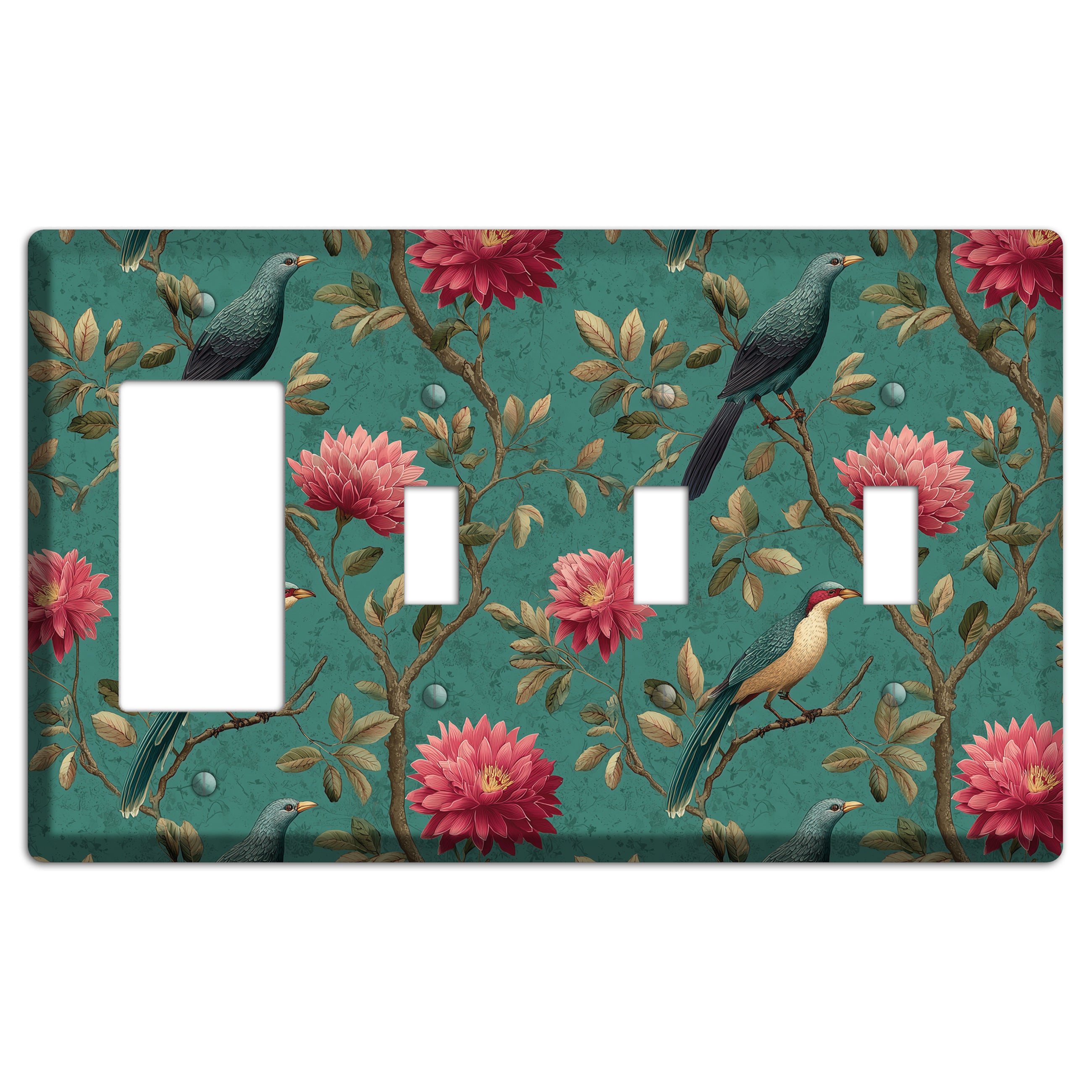 Crimson Perch Rocker / 3 Toggle Wallplate