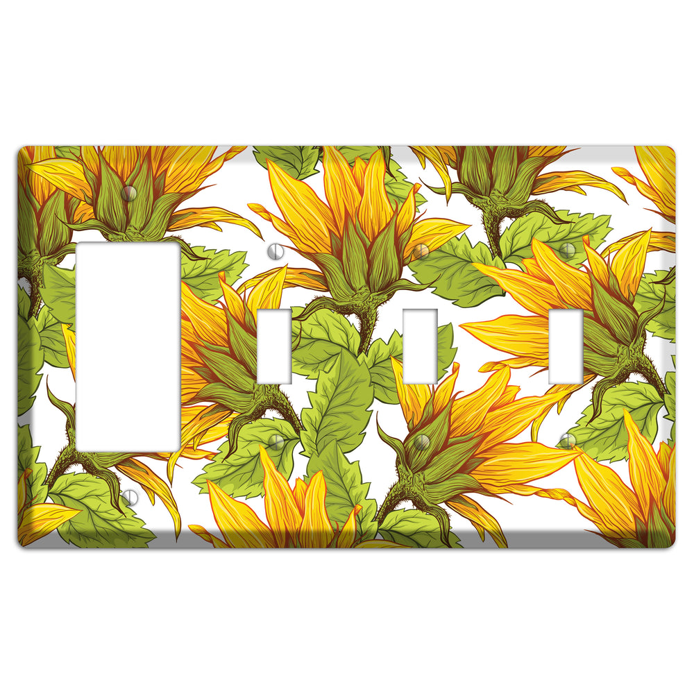 Golden Bloom Scatter Rocker / 3 Toggle Wallplate