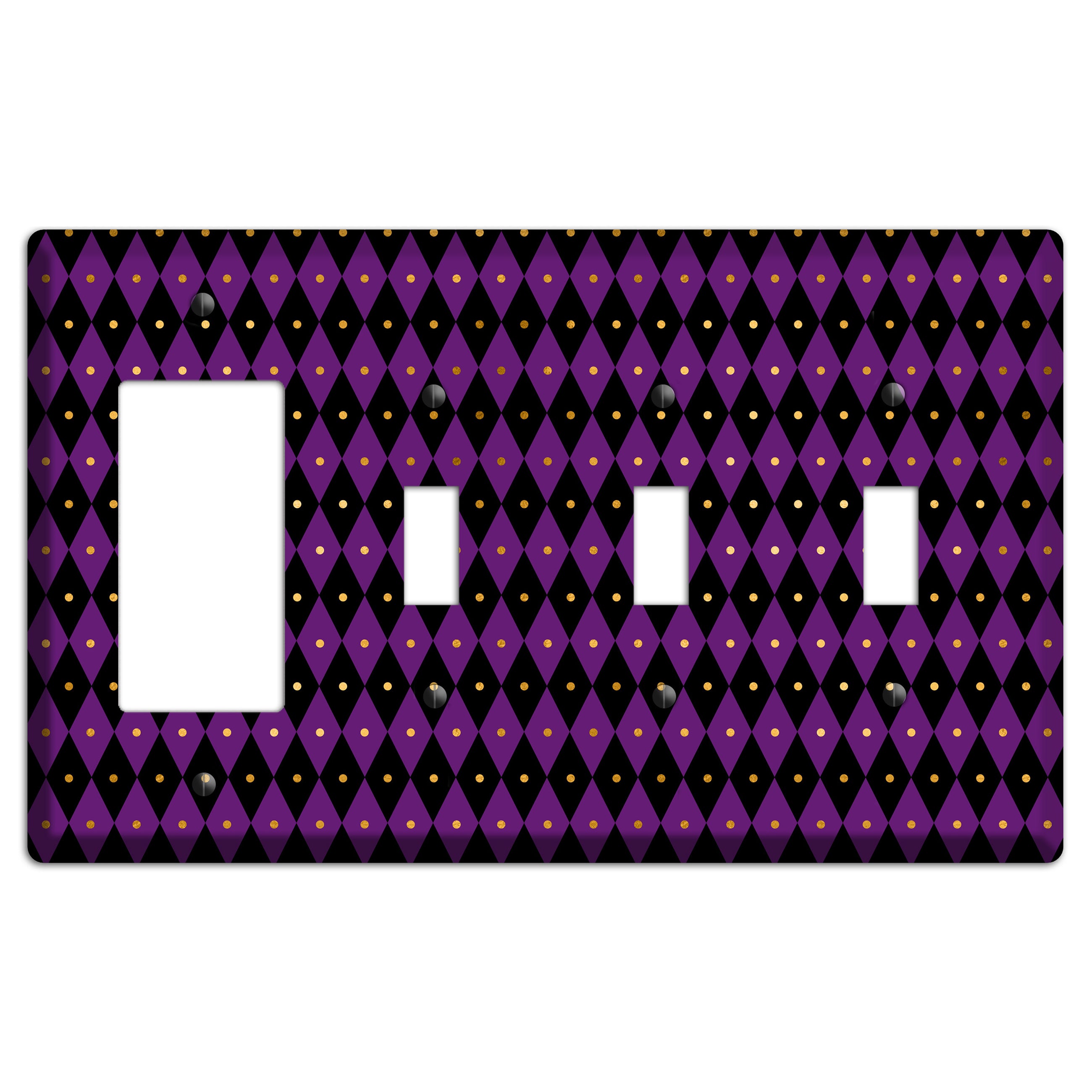 Royal Check: Violet Rocker / 3 Toggle Wallplate