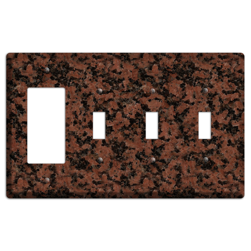 New Imperial Red Granite Rocker / 3 Toggle Wallplate