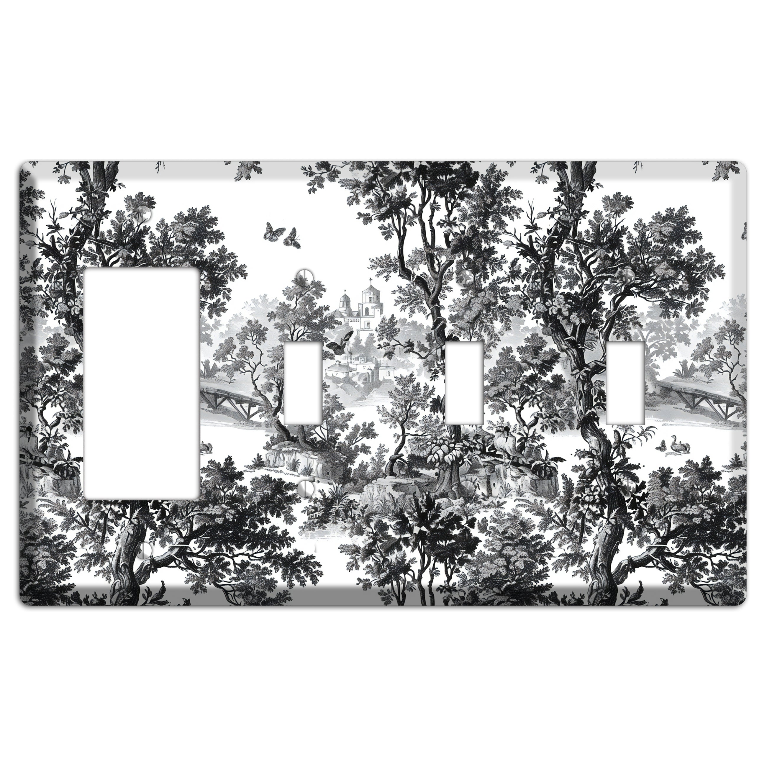 Woodland Chapel Mist Rocker / 3 Toggle Wallplate