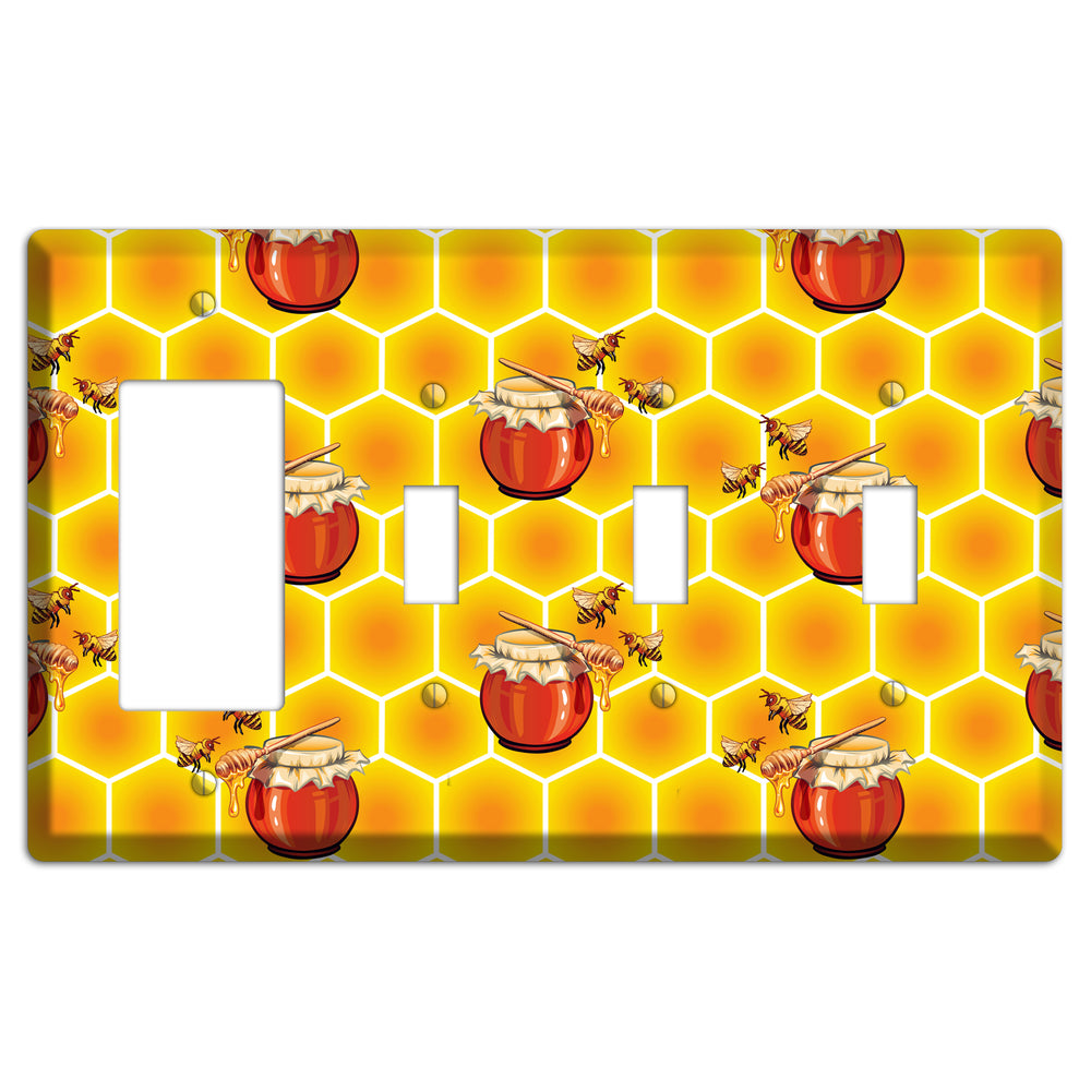 Harvest Season Repeating Rocker / 3 Toggle Wallplate
