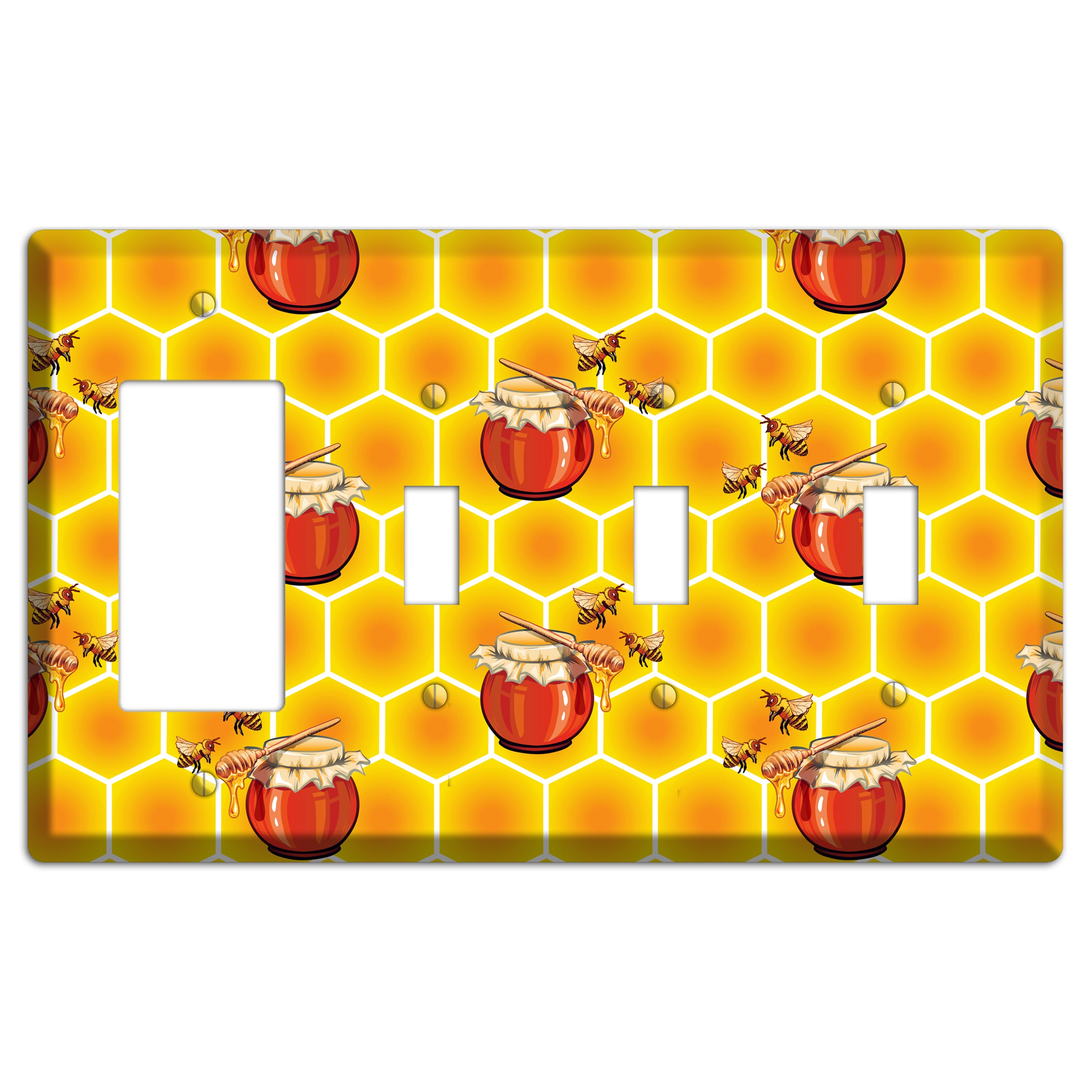 Harvest Season Repeating Rocker / 3 Toggle Wallplate