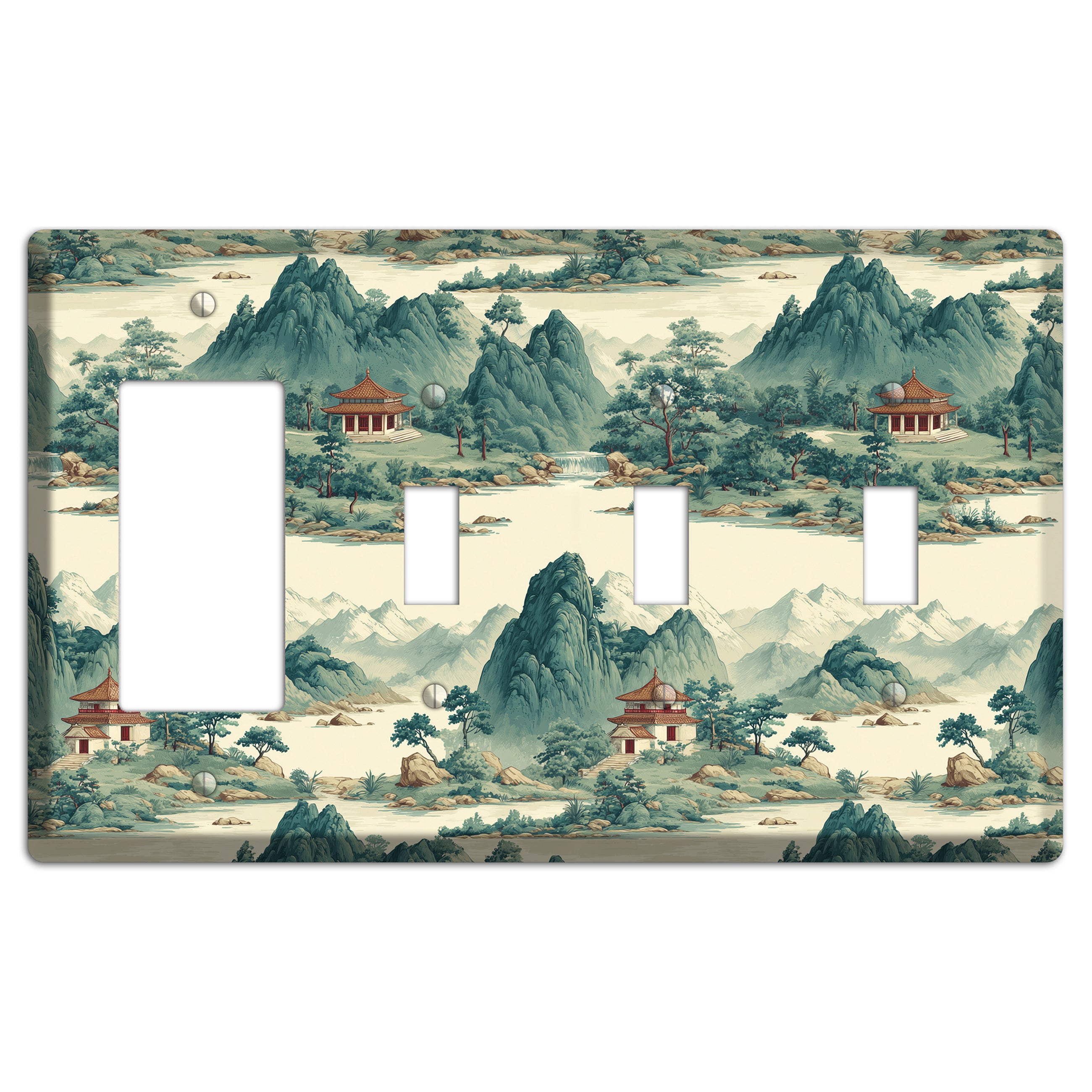 Mist & Pavilion Rocker / 3 Toggle Wallplate