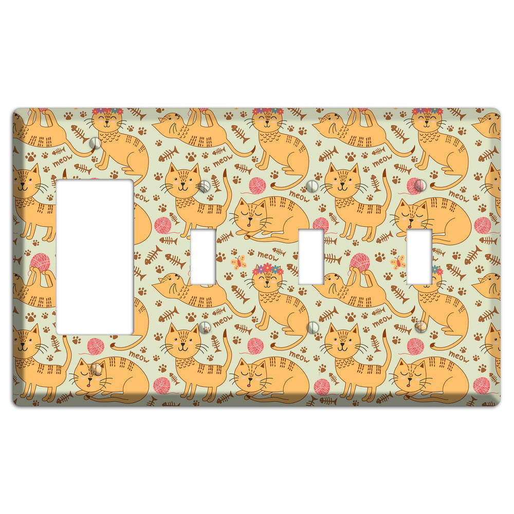 Meow Mix (Beige) Rocker / 3 Toggle Wallplate