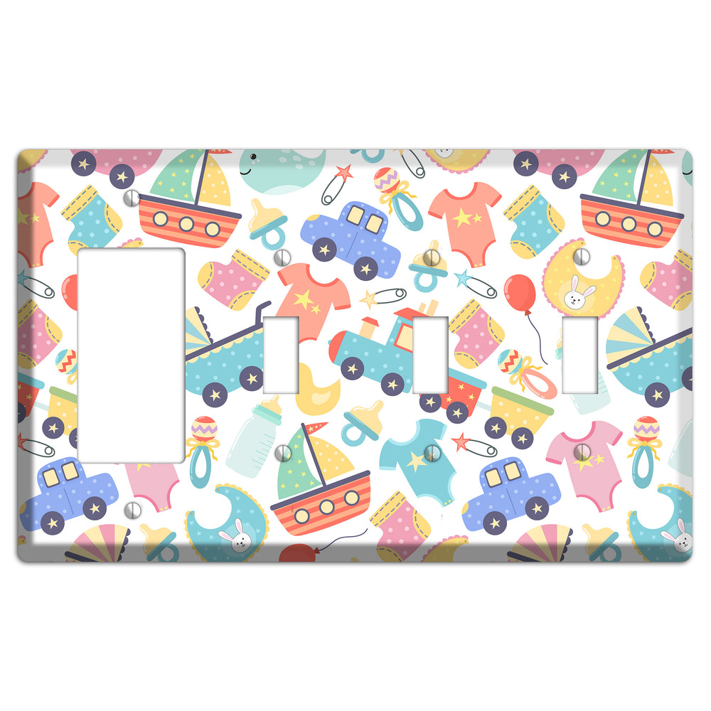 Baby Parade (White) Rocker / 3 Toggle Wallplate